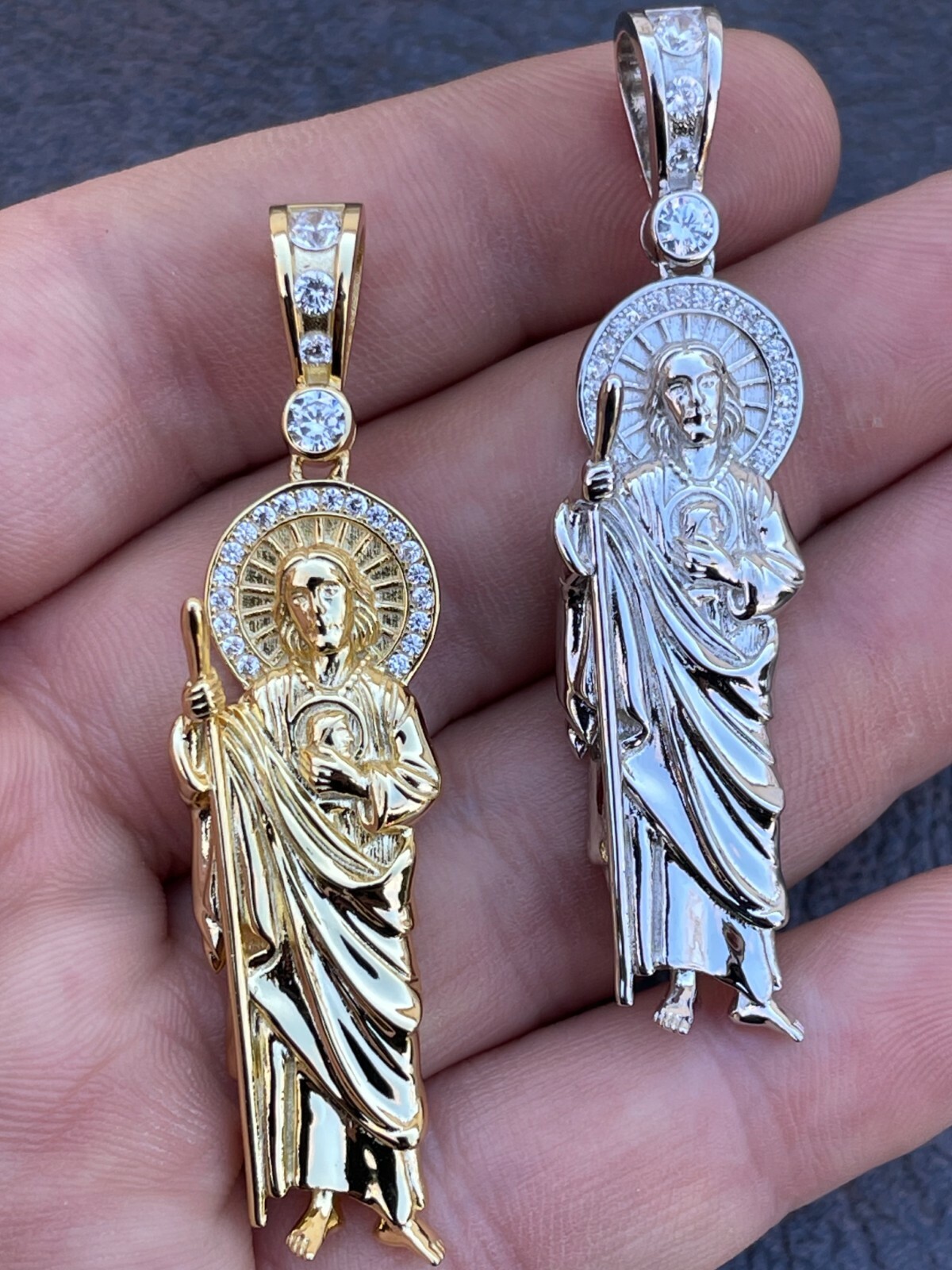 Men’s Real Solid 925 Sterling Silver/Gold Plated St Jude San Judas Tadeo Pendant