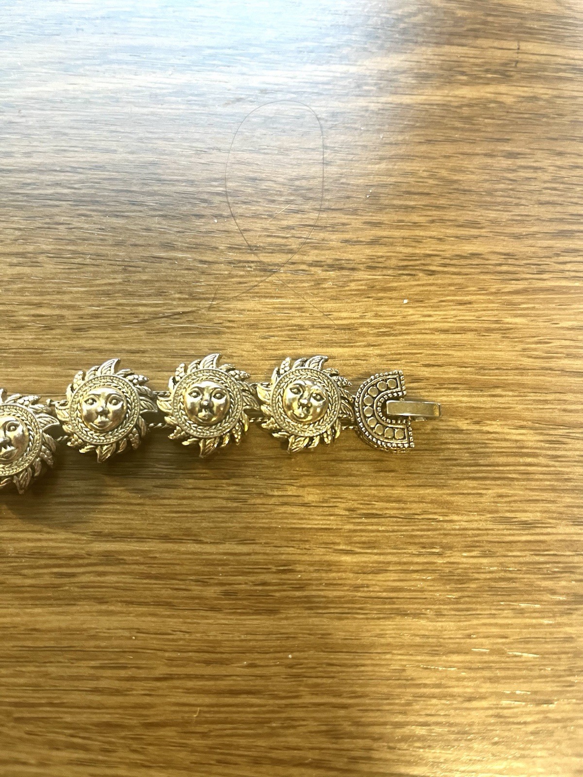 Gold Tone Sun Motif Bracelet 7. Inches South East Asia Decorative Motif .