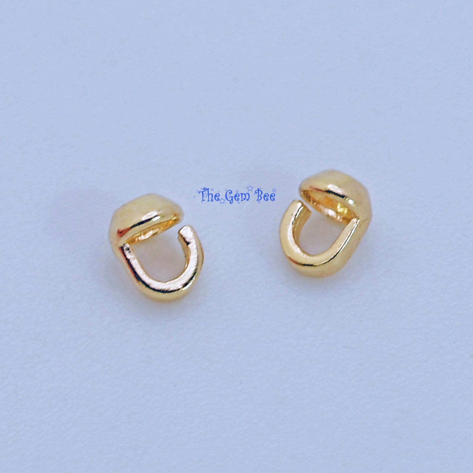 14K Solid Yellow Gold Crimp Hook Bead Tip Cup End Findings Quantity: (2)