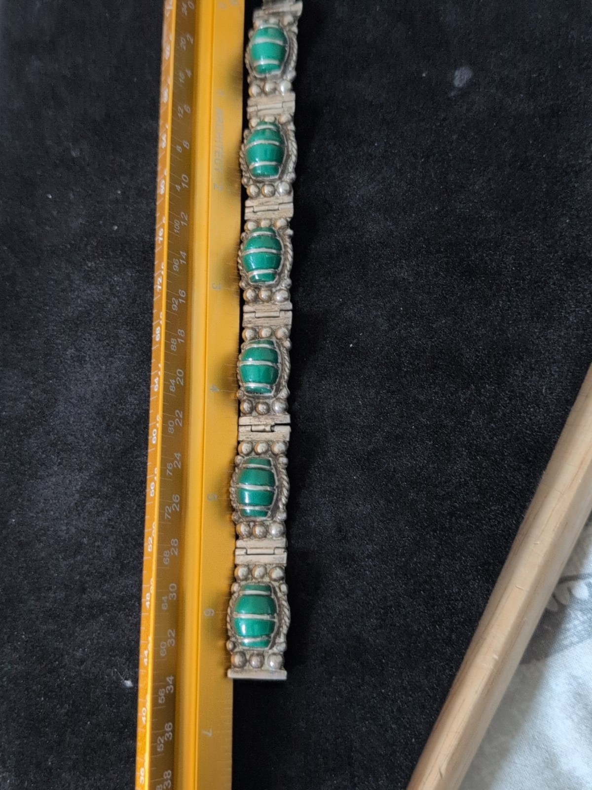HEAVY 30G Vintage Sterling 925 Handcrafted Deep Green Onyx