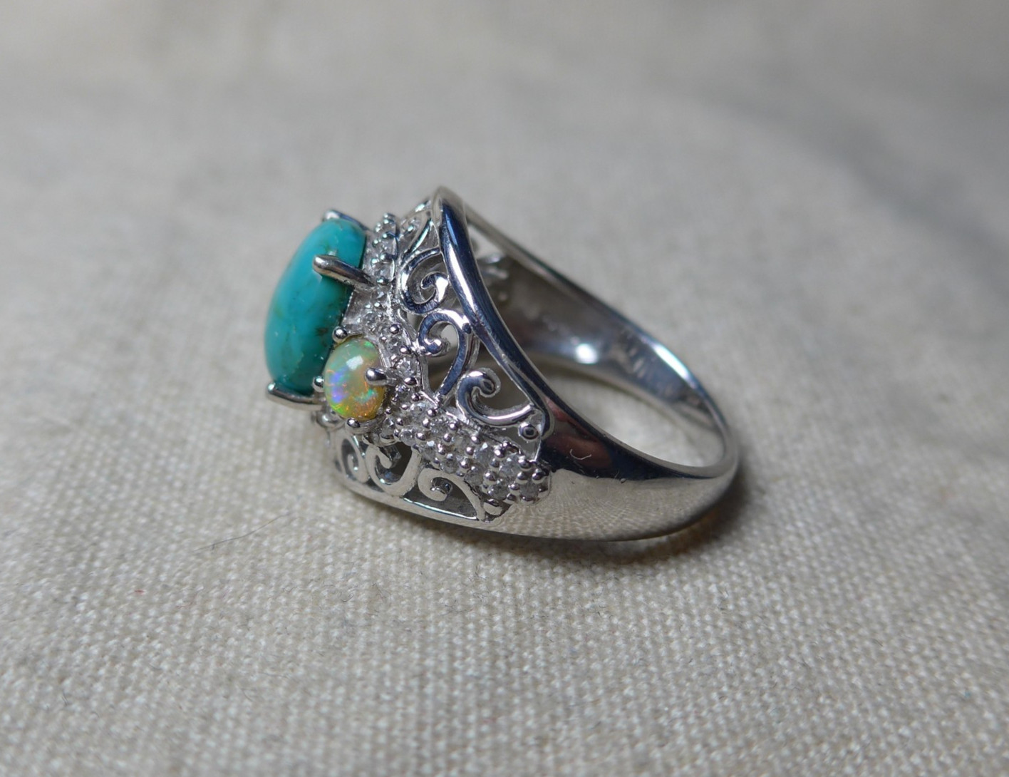 Bangkok Ratnaraj Jewelers Sterling Silver Turquoise Opal Ring 925 Size 8 BBJ