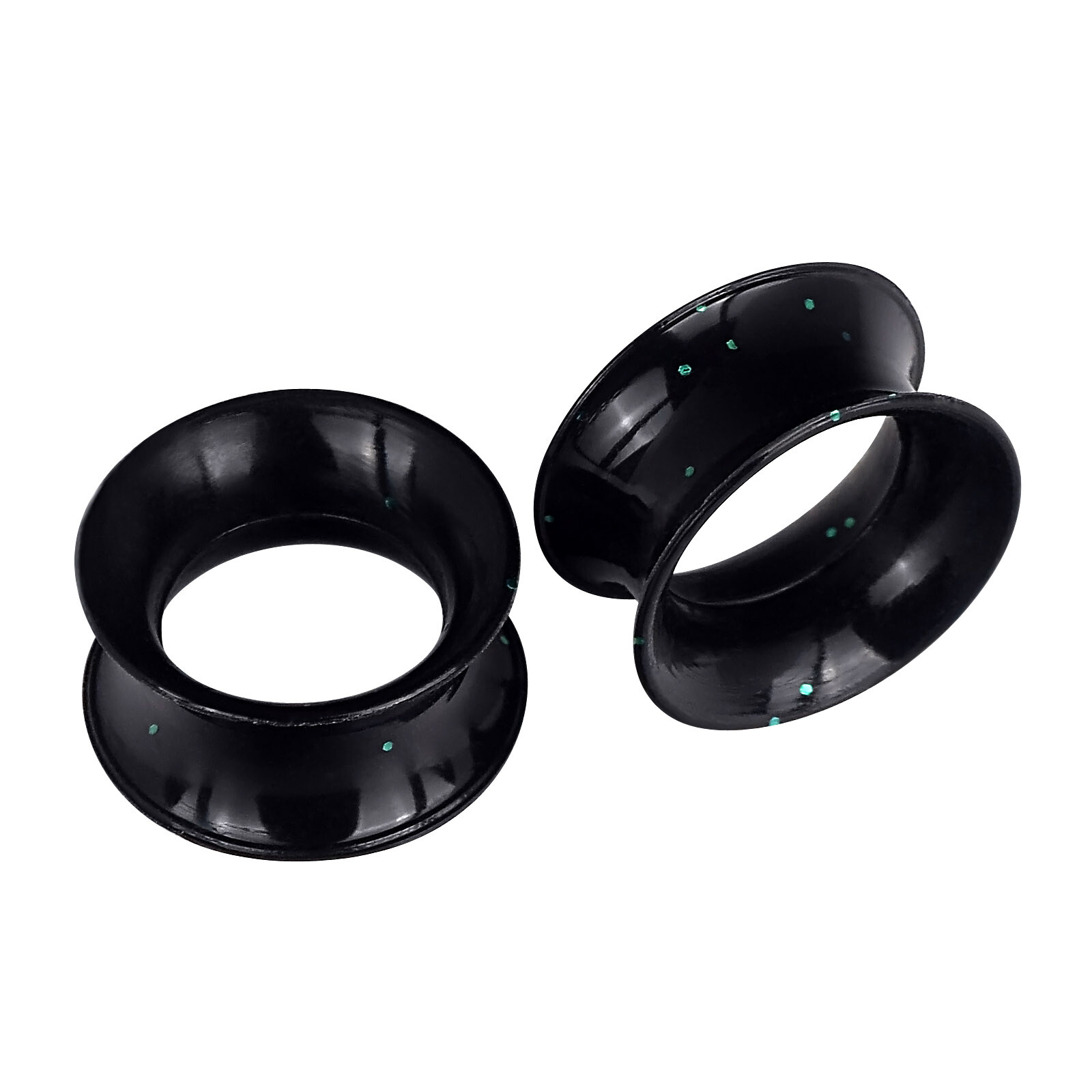Pair of Thin Flexible Silicone Ear Skins Glow in the Dark/Glitter Flesh Tunnels