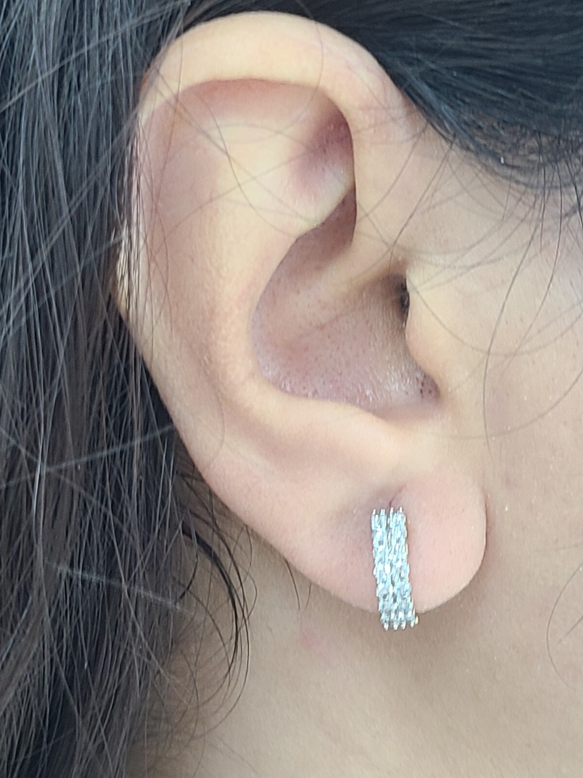 DEAL! 0.70 Carat Natural Diamonds 2rows Hoops Huggies Earrings in 14k Gold