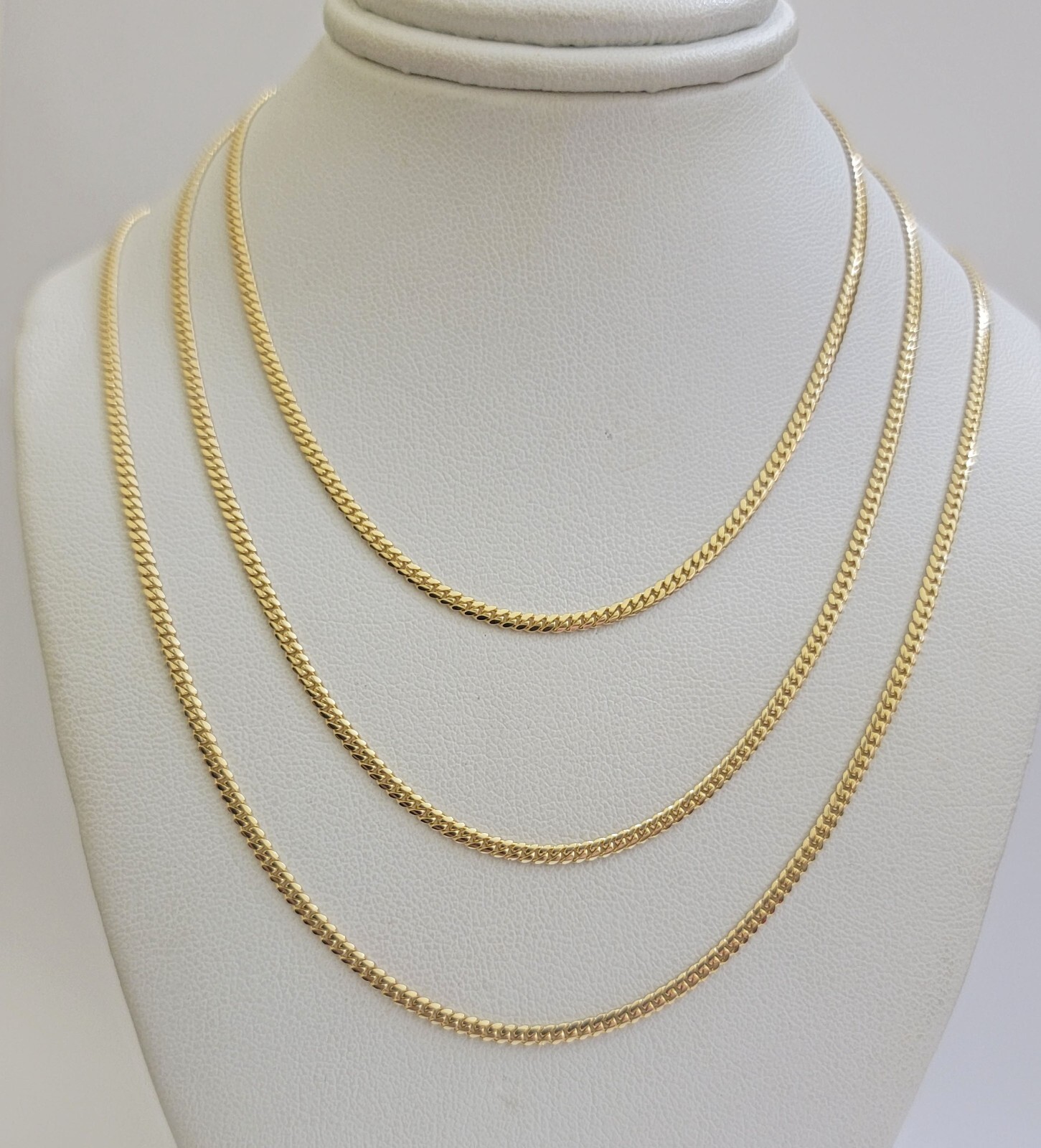 Real 18k Yellow Gold Necklace Chain Miami Cuban Link 2mm 24 Inch Real 18kt Solid
