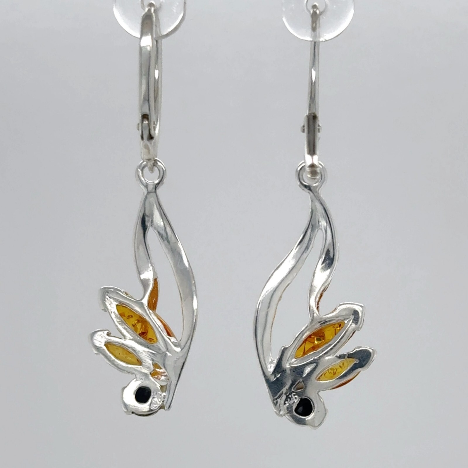 Multi-Color BALTIC AMBER Dangle Leveback Earrings 925 STERLING SILVER #2551e