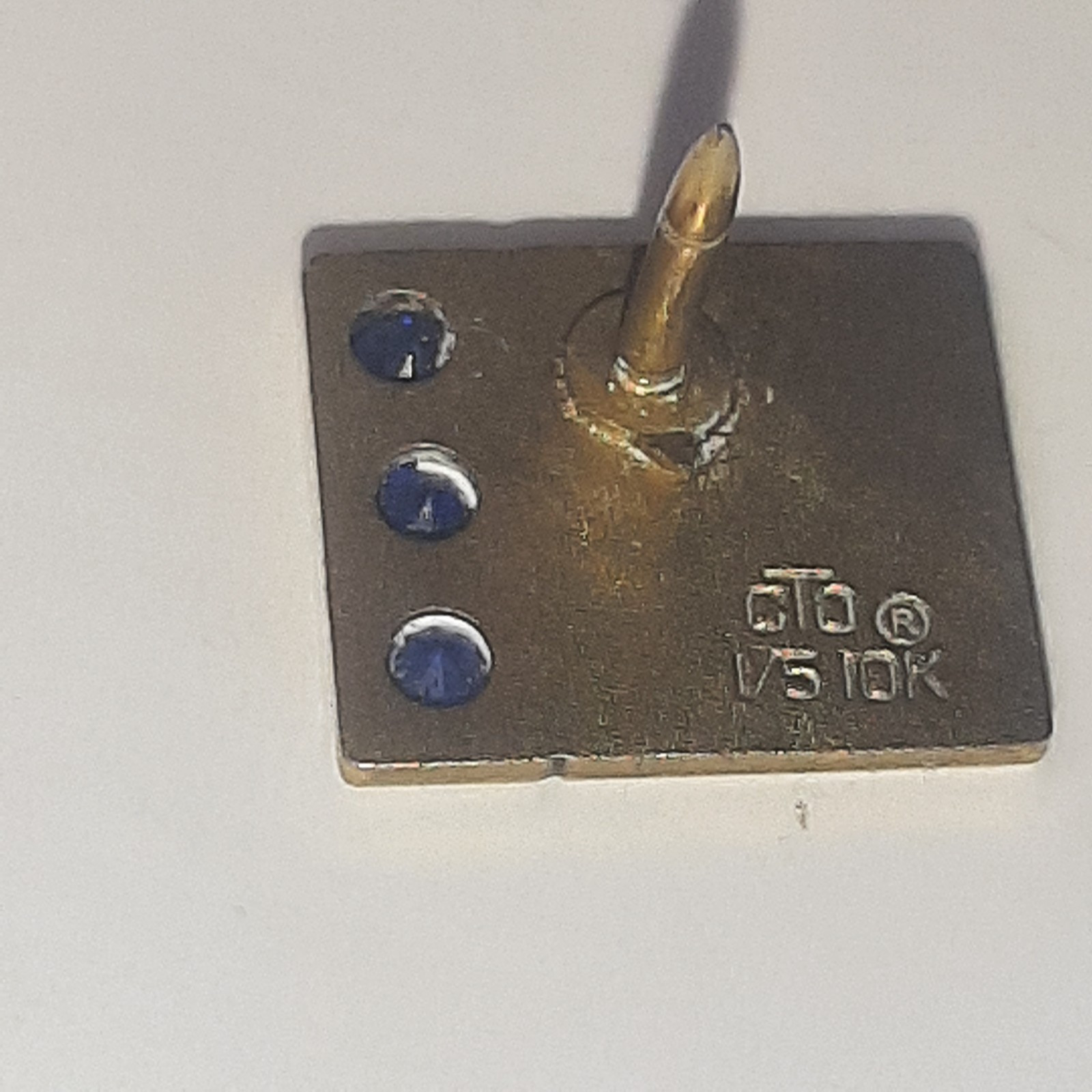 10K Gold Tie tac Pin w 3 Sapphires lapel pin 1/5 10K Vintage