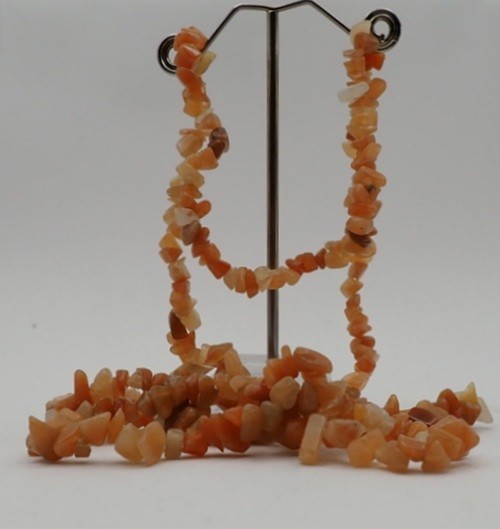 34″ Polished Natural Aventurine Medium Chip Necklace W/Nylon String, 1.6 Ounces