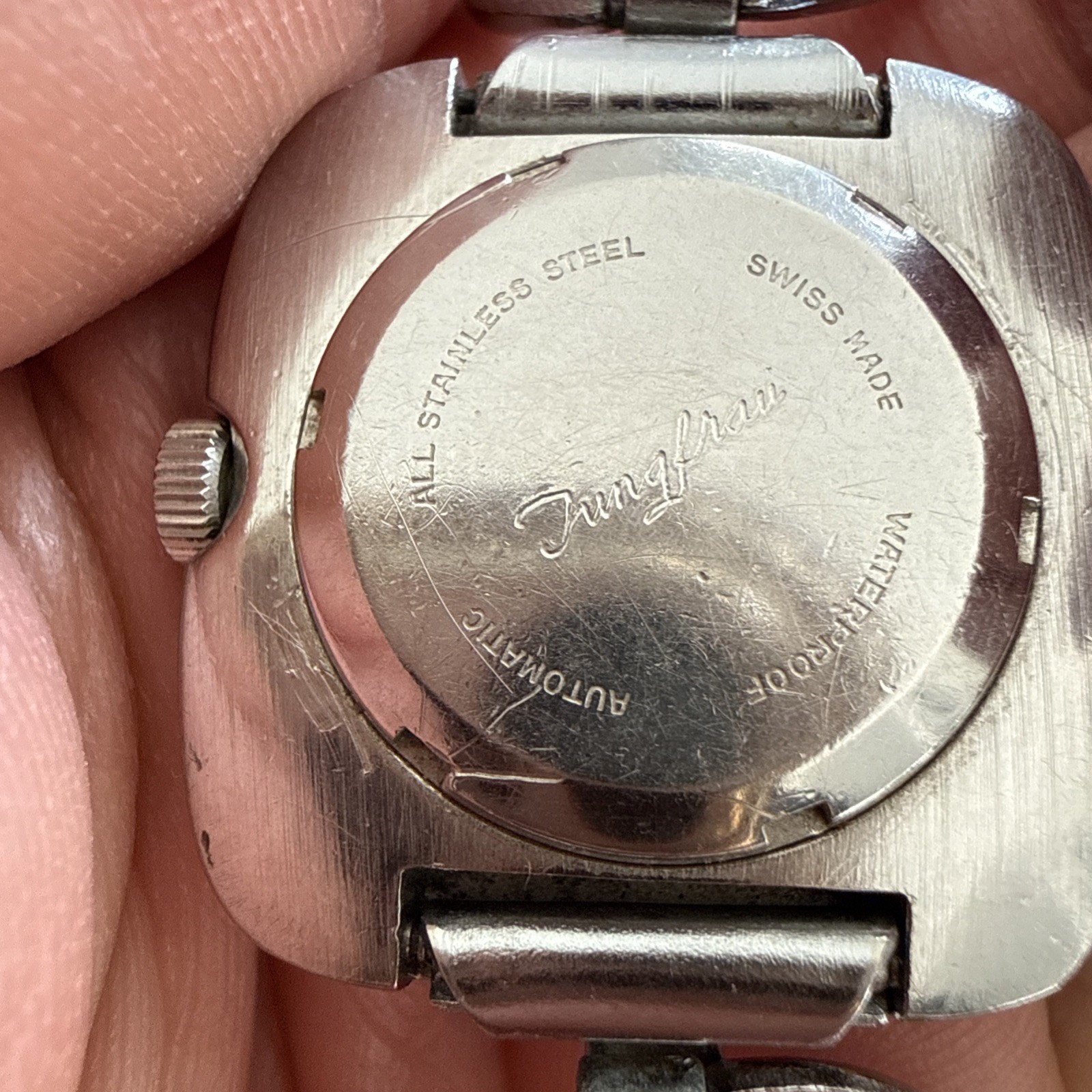 Vintage Jungfrau Selene 25 Rubis Swiss Automatic Ladies Bracelet Watch 70s