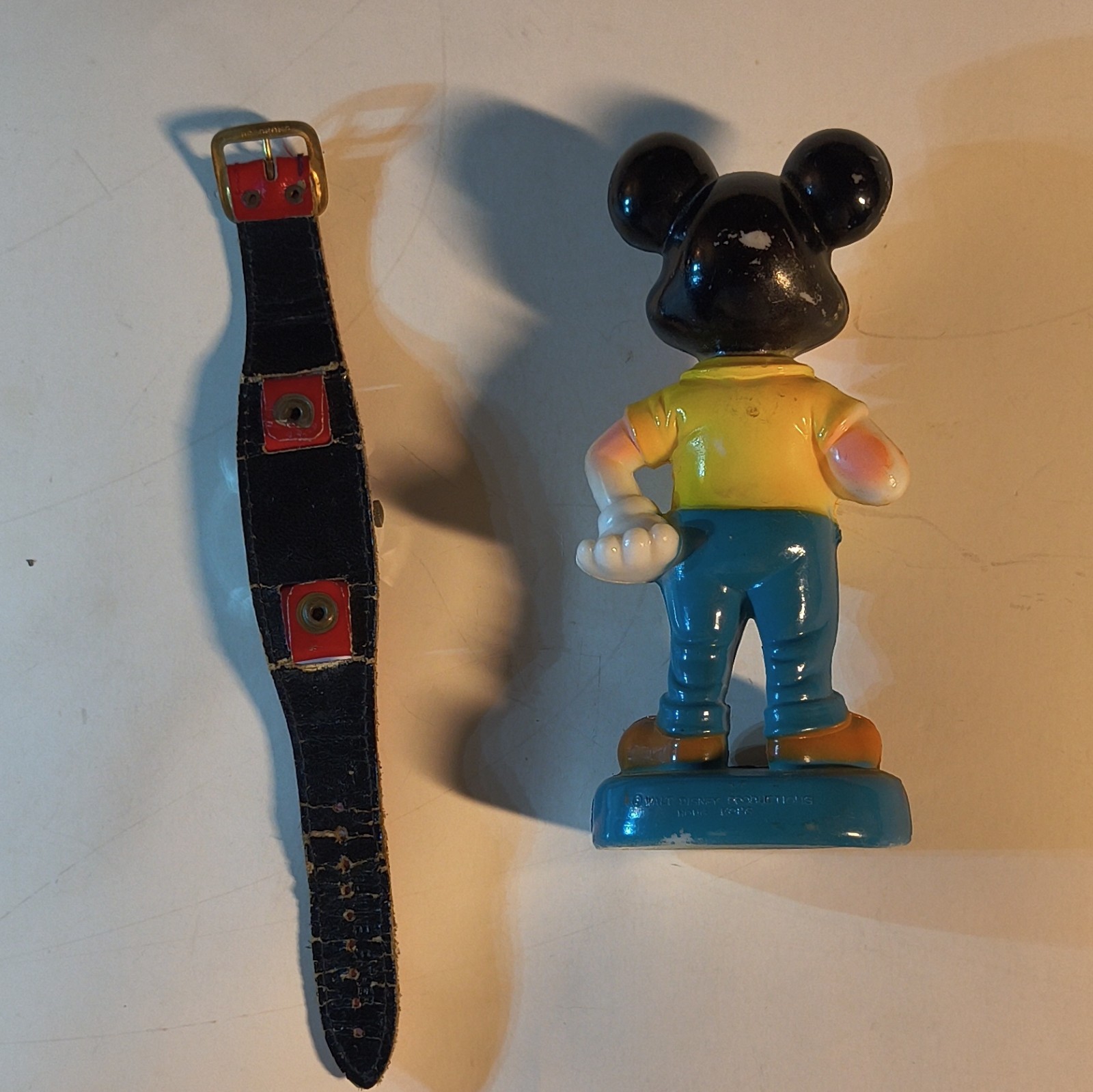 Ingersoll Mickey Mouse Vintage Manual Mechanical Watch Red Leather Strap