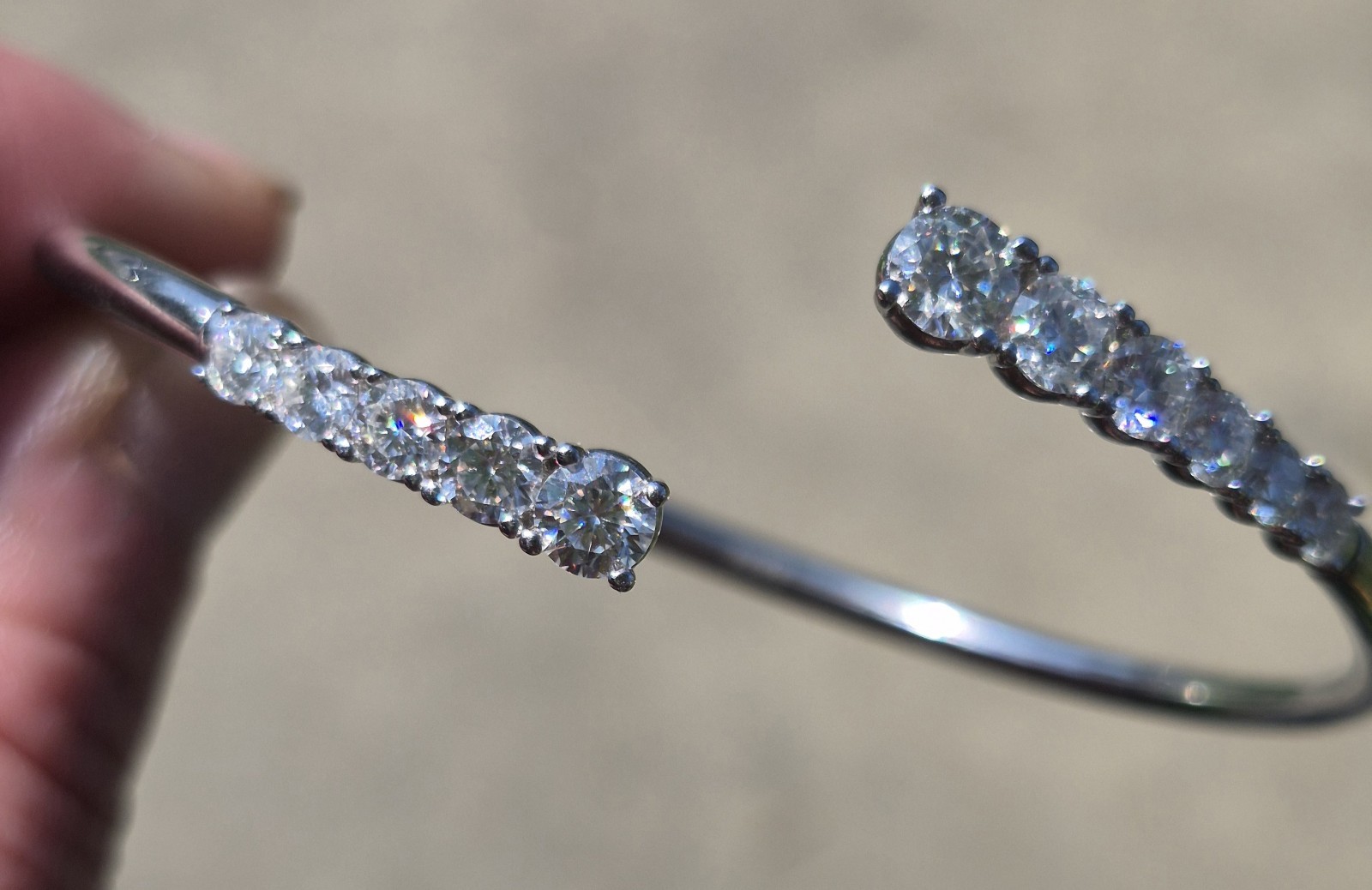 GRA Certified 3.6 Carat D VVS1 Gradient Moissanite Bangle 925 Sterling Silver