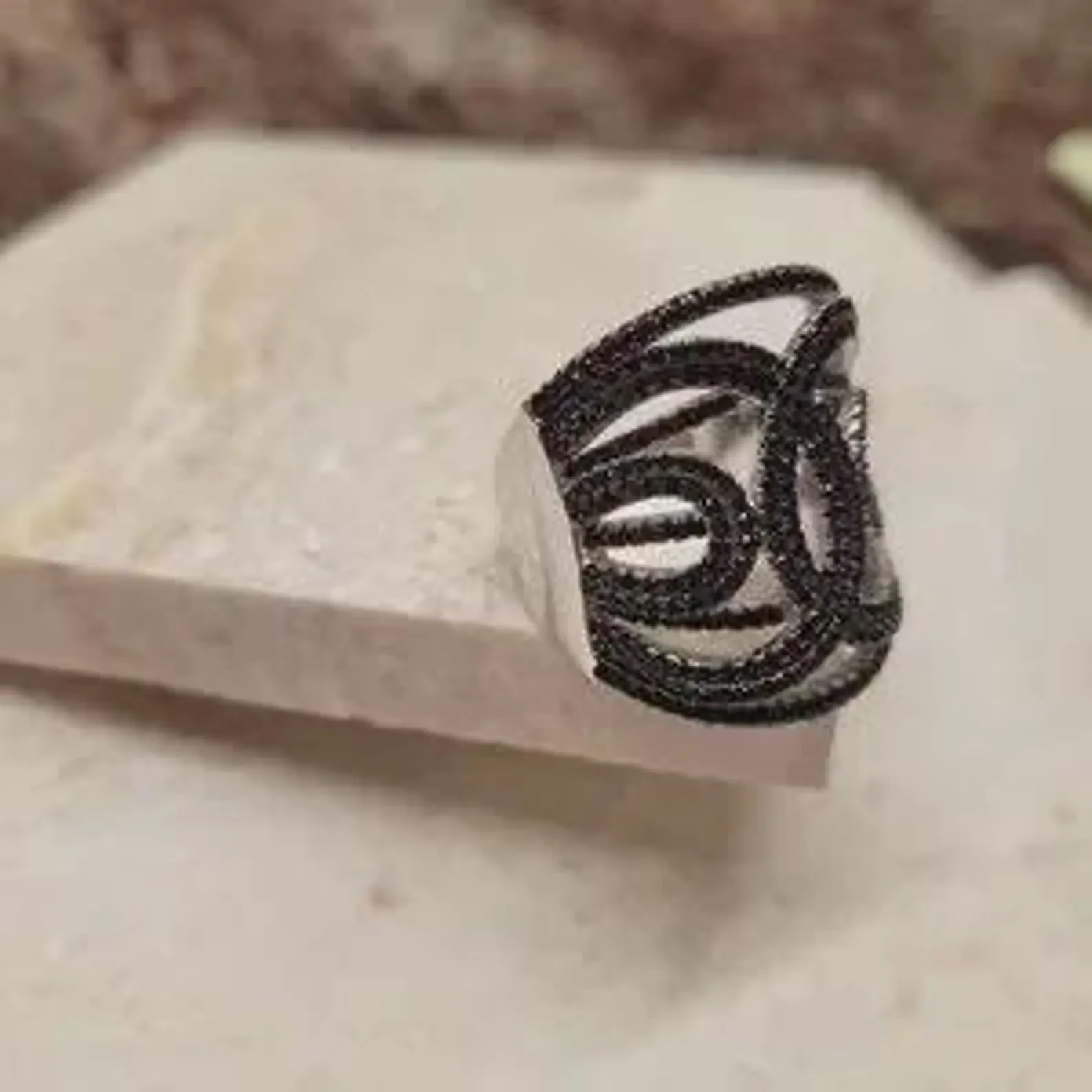 Fuzion Creation 925 Black CZ Ring Size 10