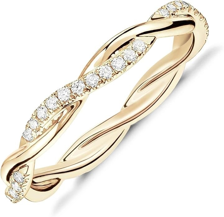 Women Classic Jewelry Ring Exquisite Twisted Ring Engagement Round Eternity Band