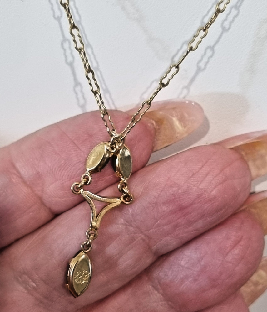 Vintage Rare Collectible c1940s -50s ART 12k gold fill Real Jade Necklace Video