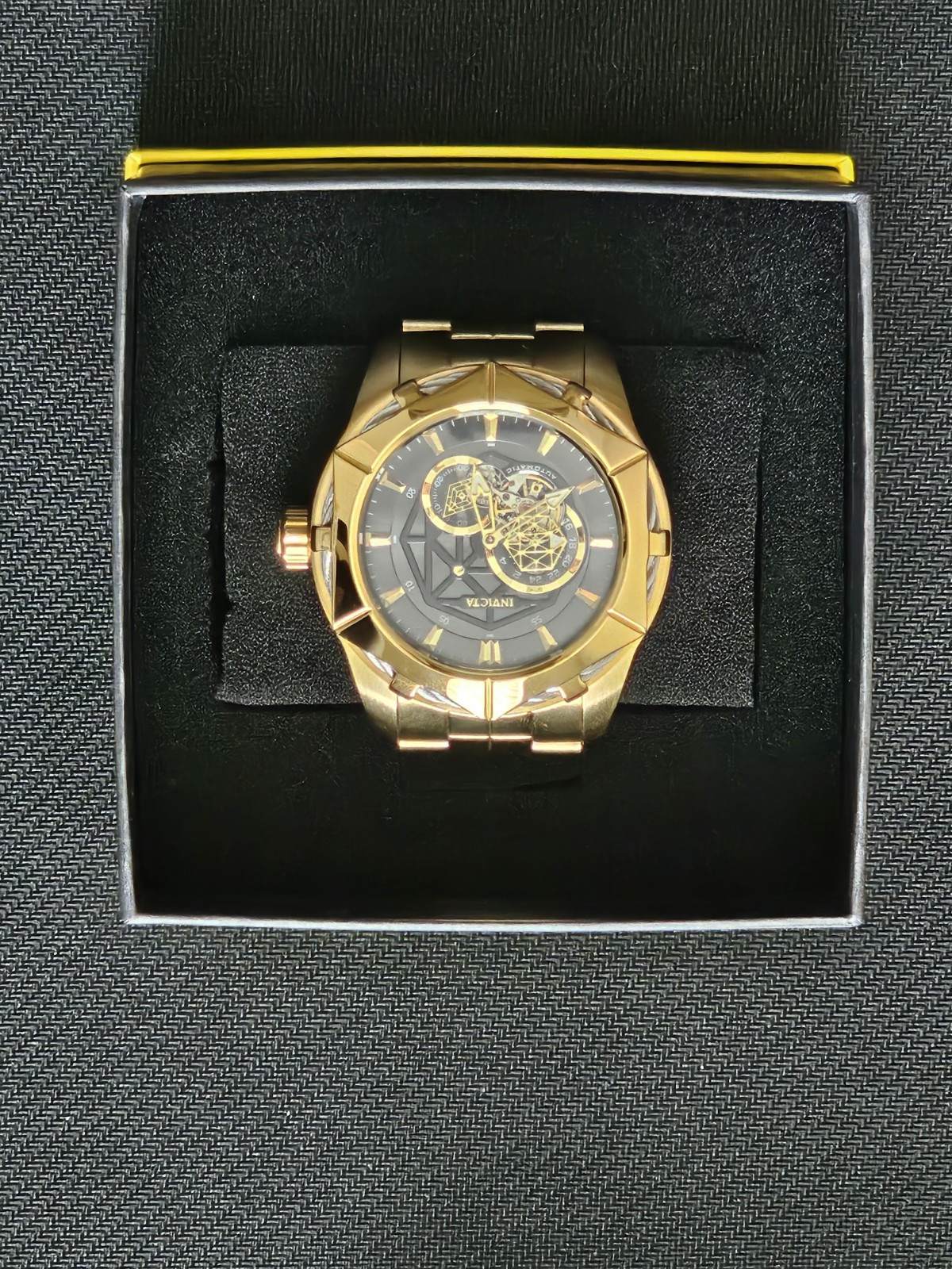Invicta Gold/Steel Watch 51mm Case Flame Fusion Water Resistant,34708