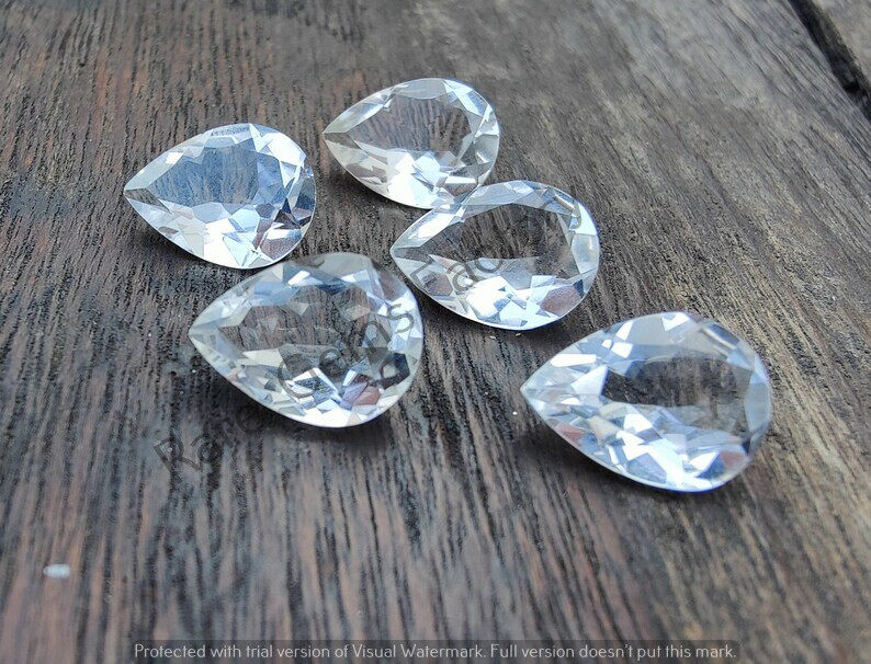 Natural Crystal Quartz Pear Shape Faceted Cut Calibrated Gemstones 3x5mm-18x25mm