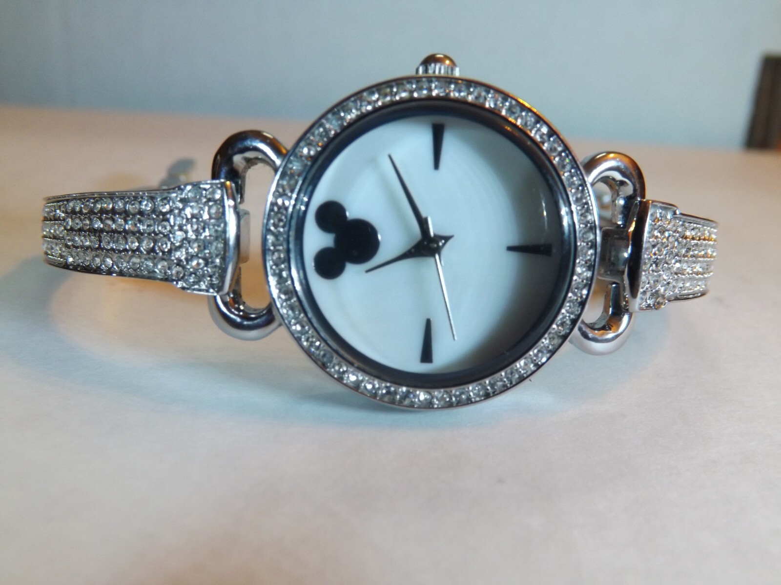 Disney Parks Womens Mickey Mouse Watch -Sparkling Crystals-Two Bonus Bangles-New