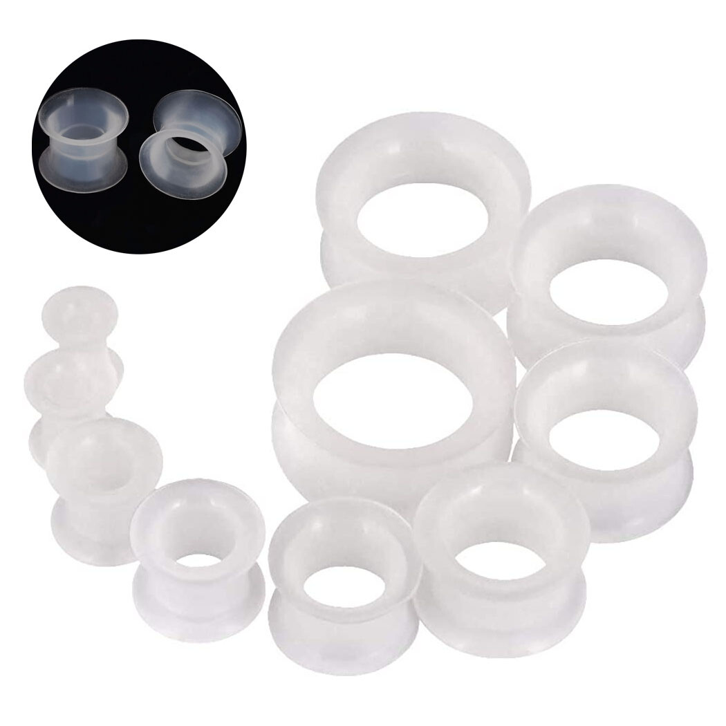2PCS Ultra Thin Earskin Tunnel Silicone Ear Gauge Hollow Ear Plugs Body Piercing