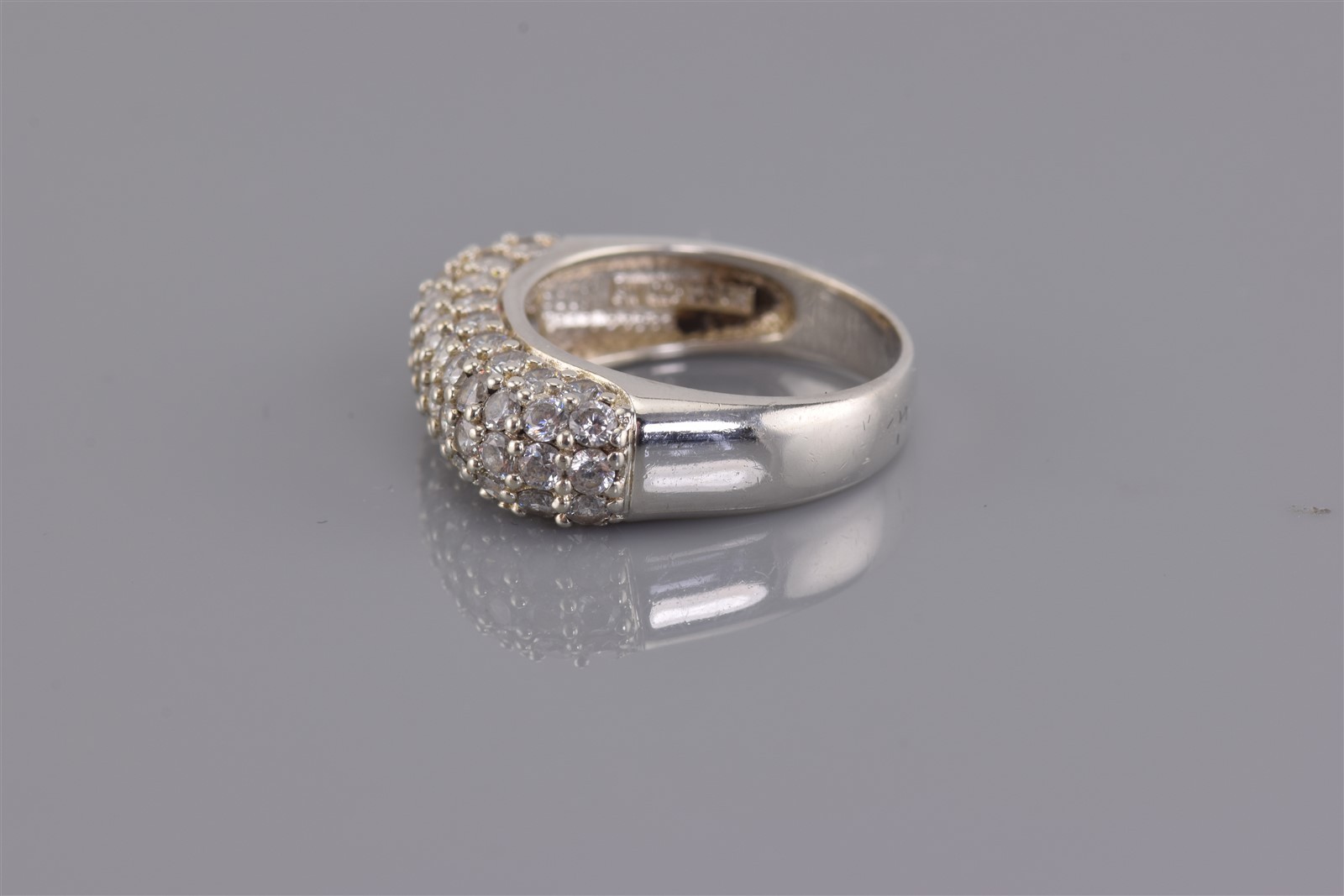 Affinity Sterling Silver Rounded Over Cubic Zirconia Cluster Band Ring 925 Sz: 5