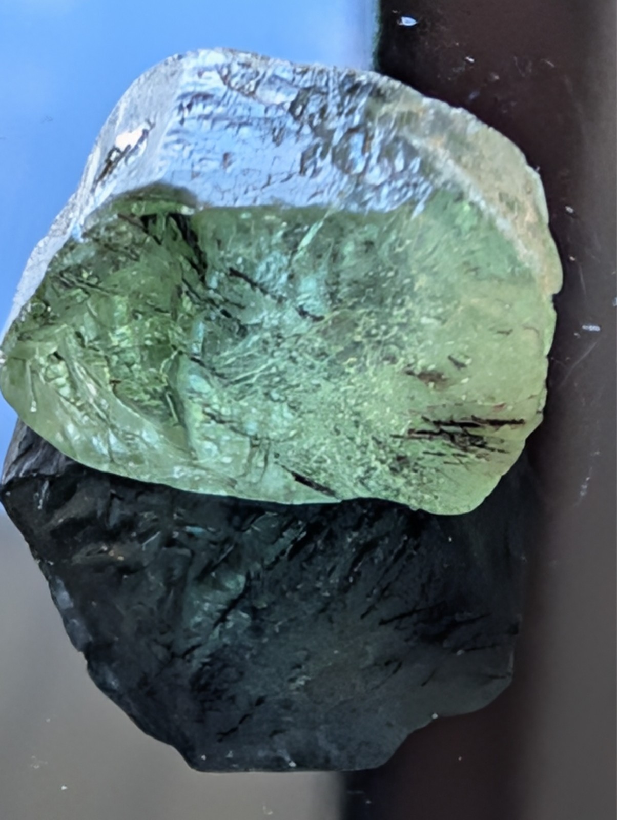 USA Seller 9.85 ct Rutilated peridot IF only rutile facet rough gemstone
