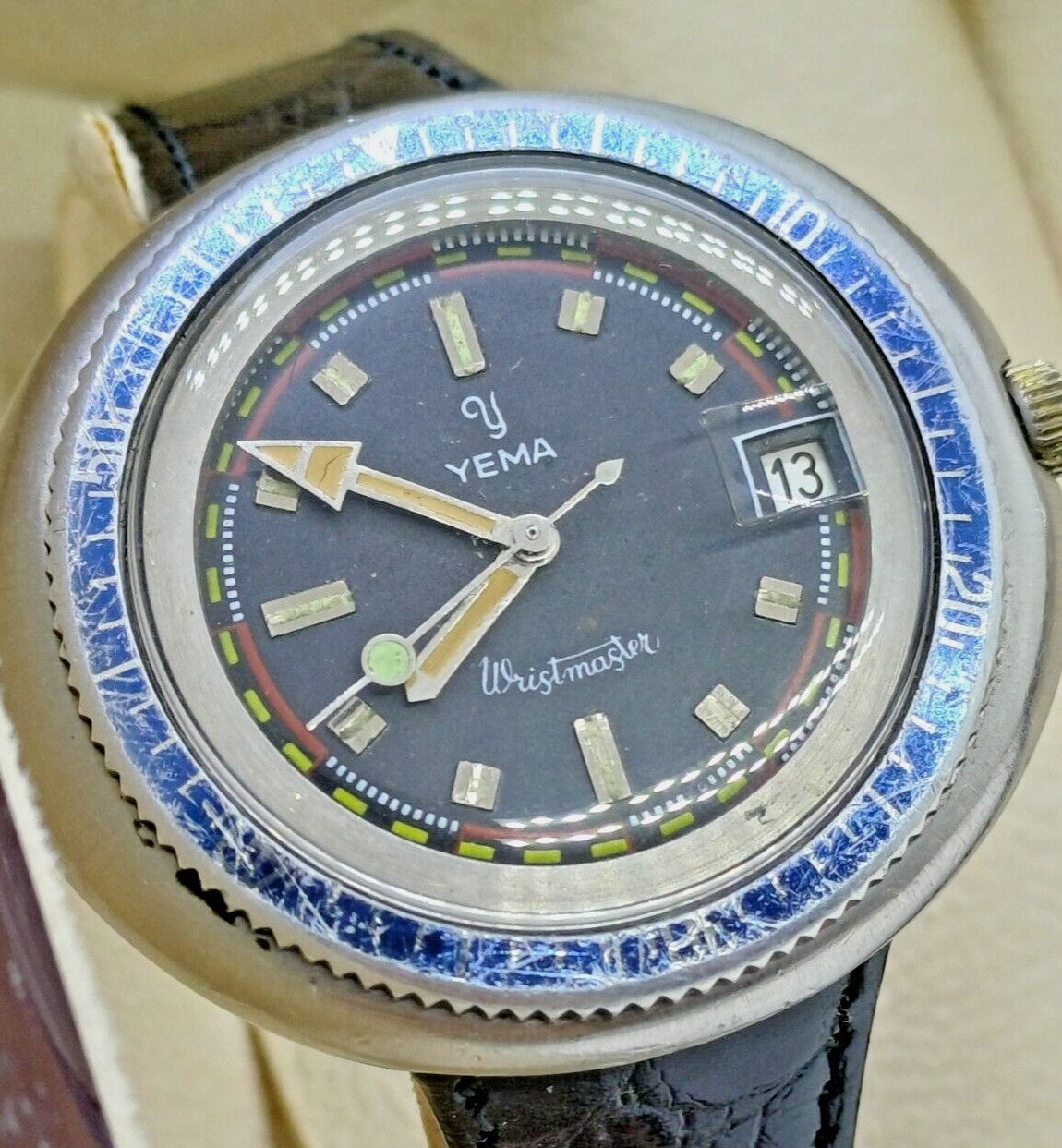 RARE VINTG YEMA WRISTMASTER MILITARY DIVER MANUAL OVAL WATCH MENS MODELE DEPOSE