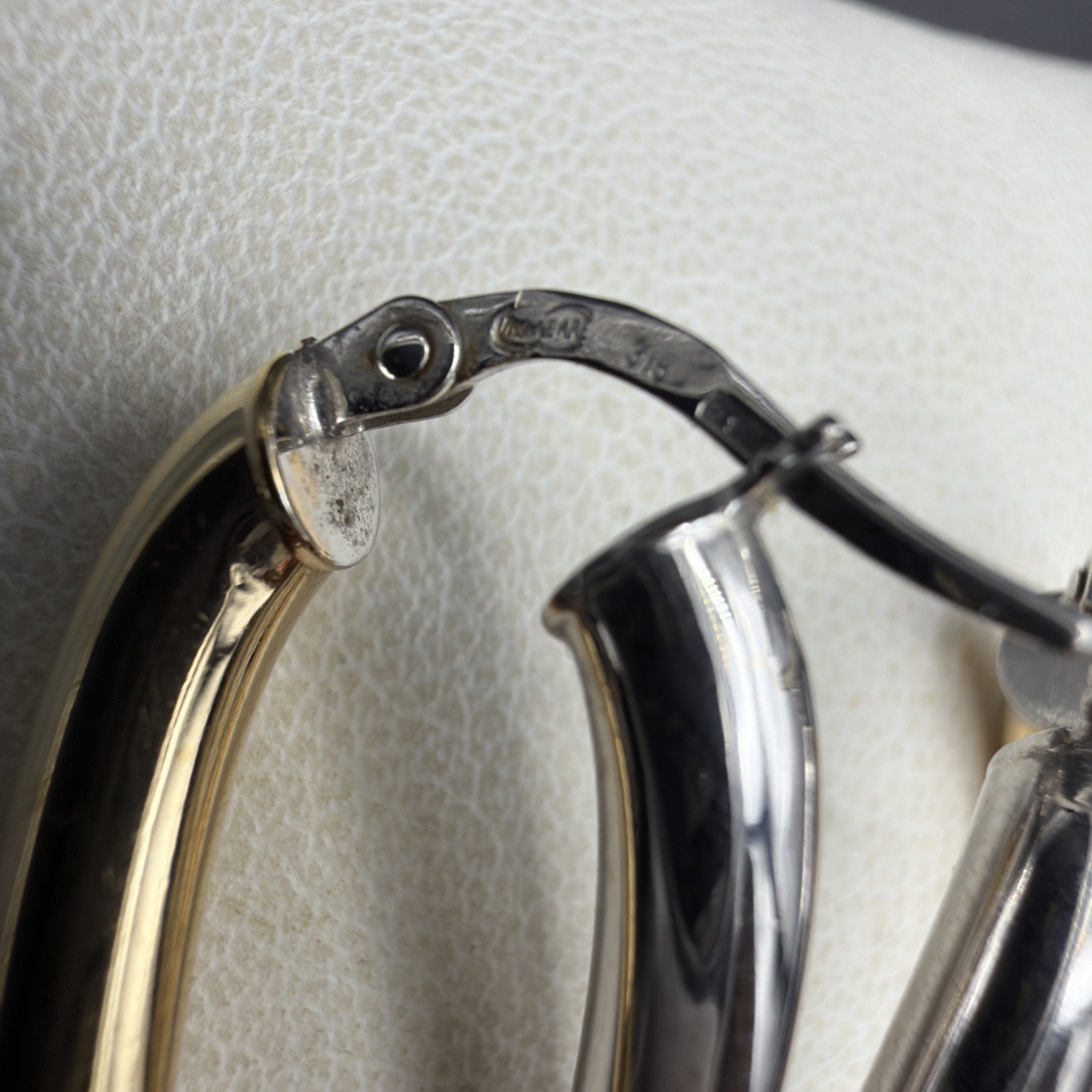 9ct Yellow And White Gold Twisted Creole Earrings