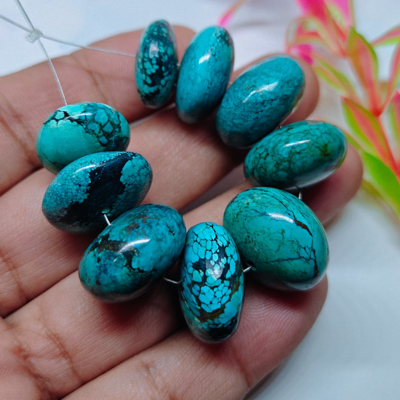 Turquoise Roundel Beads Natural Gemstone Loose Beads For Jewellery Making 187 Ct