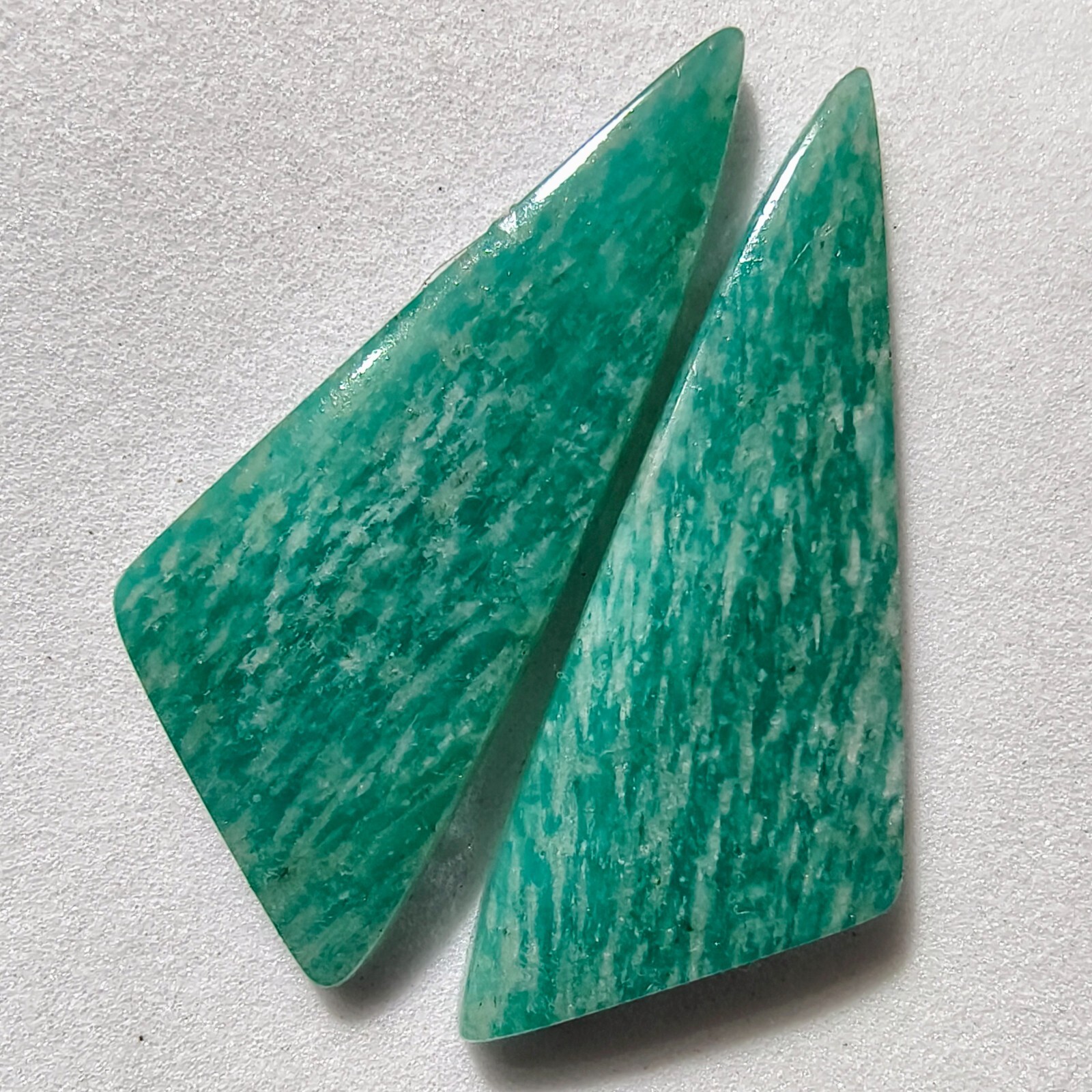 29 Cts Natural Amazonite Match Pair Cabochon Gemstone 39.4 X 15.1 MM