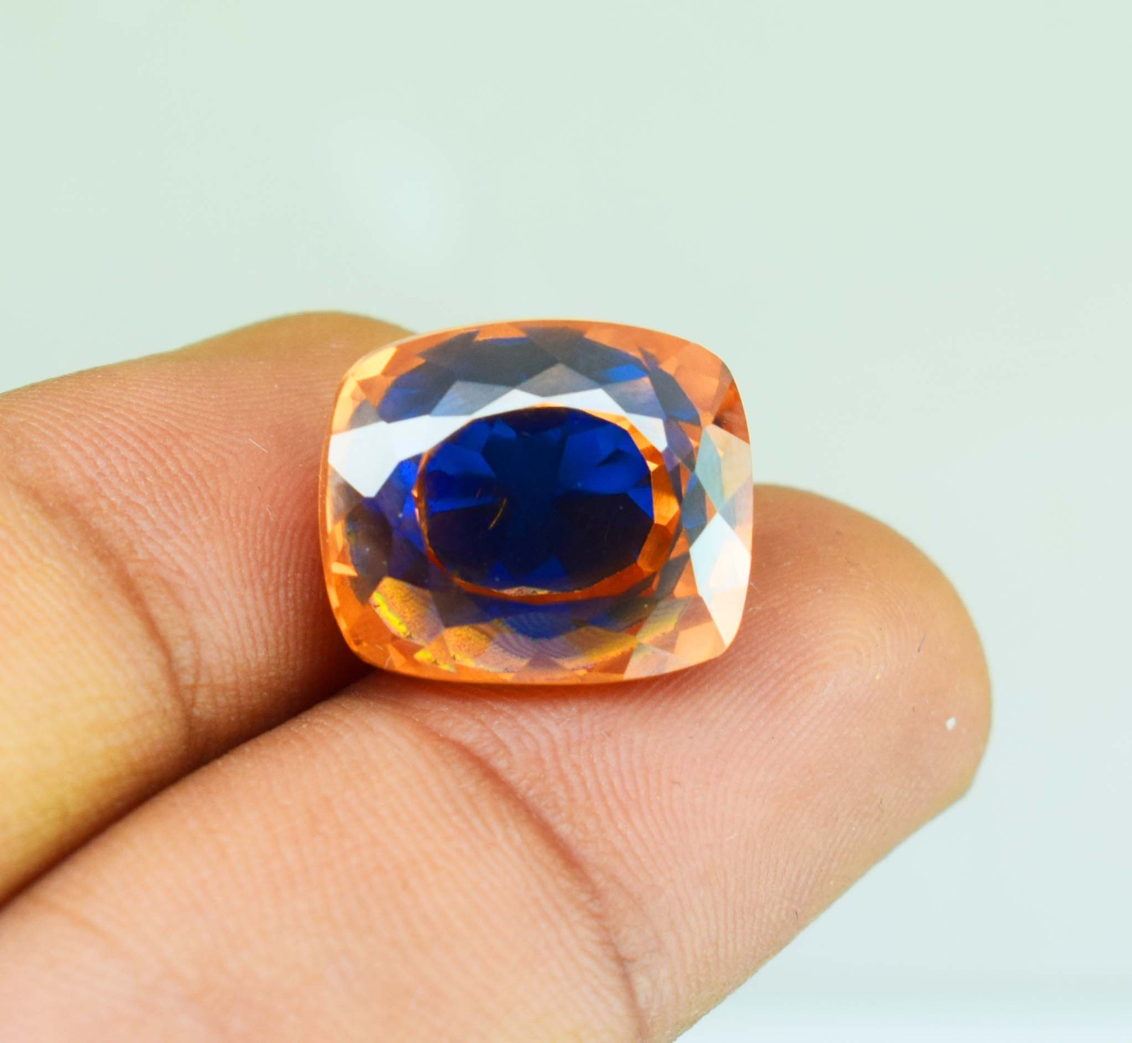 12Ct Natural Pitambari Sapphire Bicolor Gemstone Cushion cut loose Pitambari