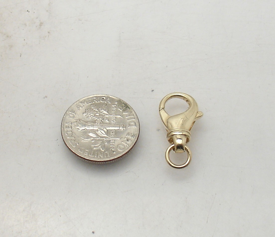 9mmX17mm Heavy Duty Large Lobster Claw Clasp w/ Jump Ring Real 10K Yellow Gold