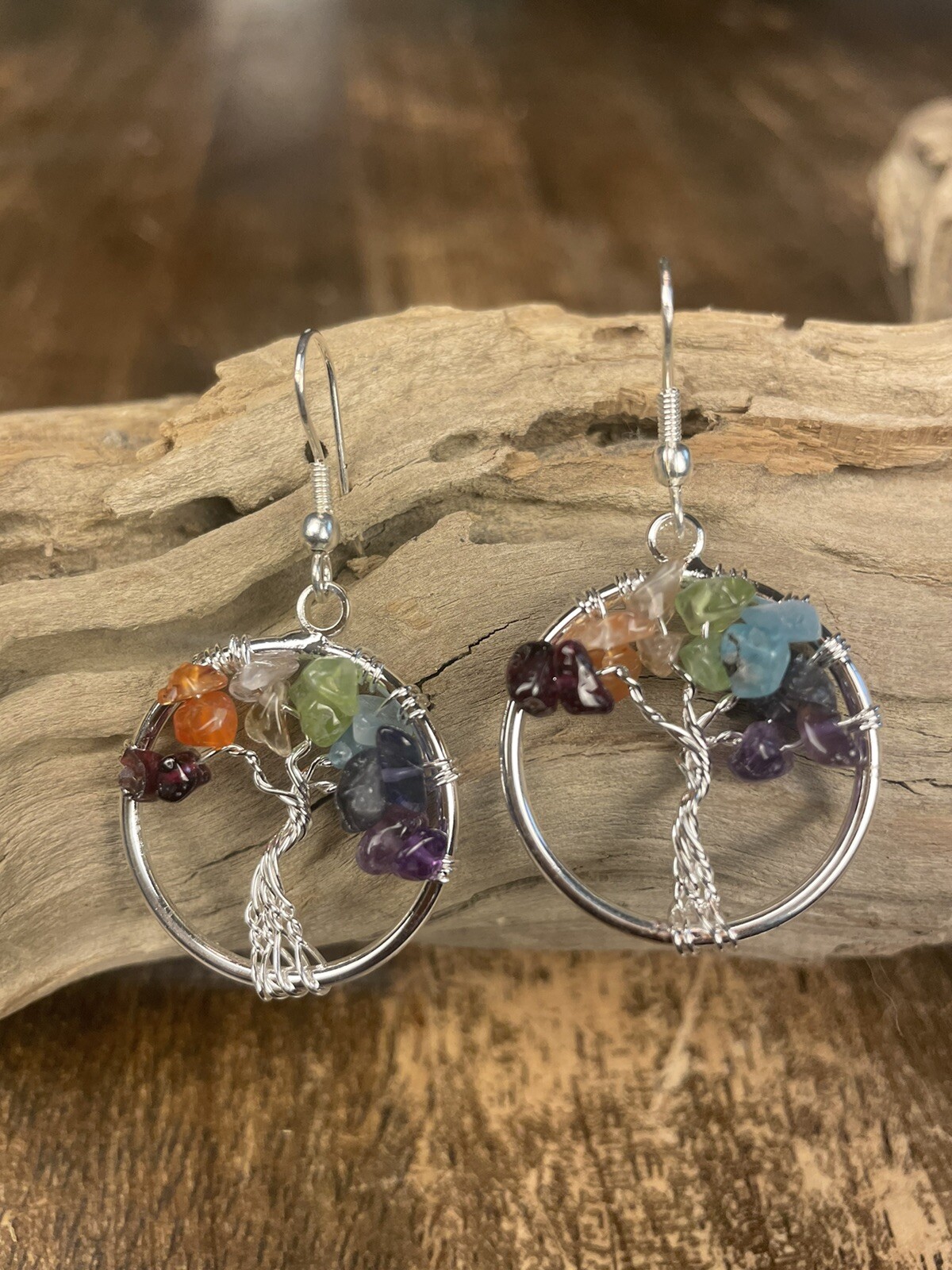 tree of life gemstones earrings