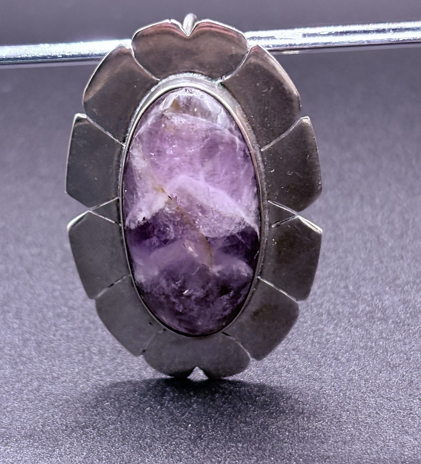 Vintage Taxco Mexico Sterling Silver 925 Amethyst Brooch Pendant Hecho En Mexico
