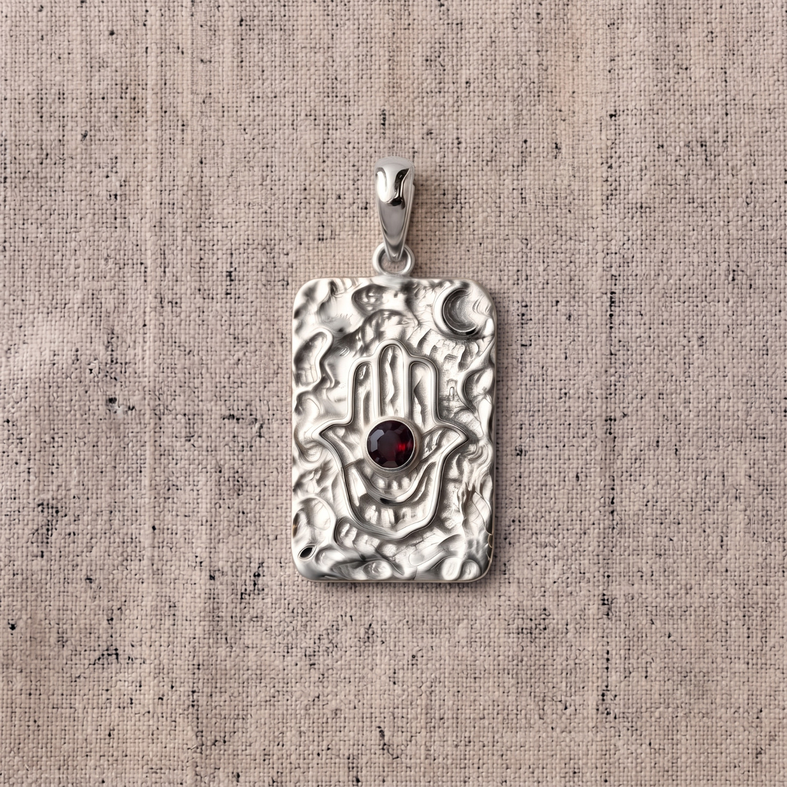 Gold Hamsa Hand Necklace, Sterling Silver Protective Talisman Pendant
