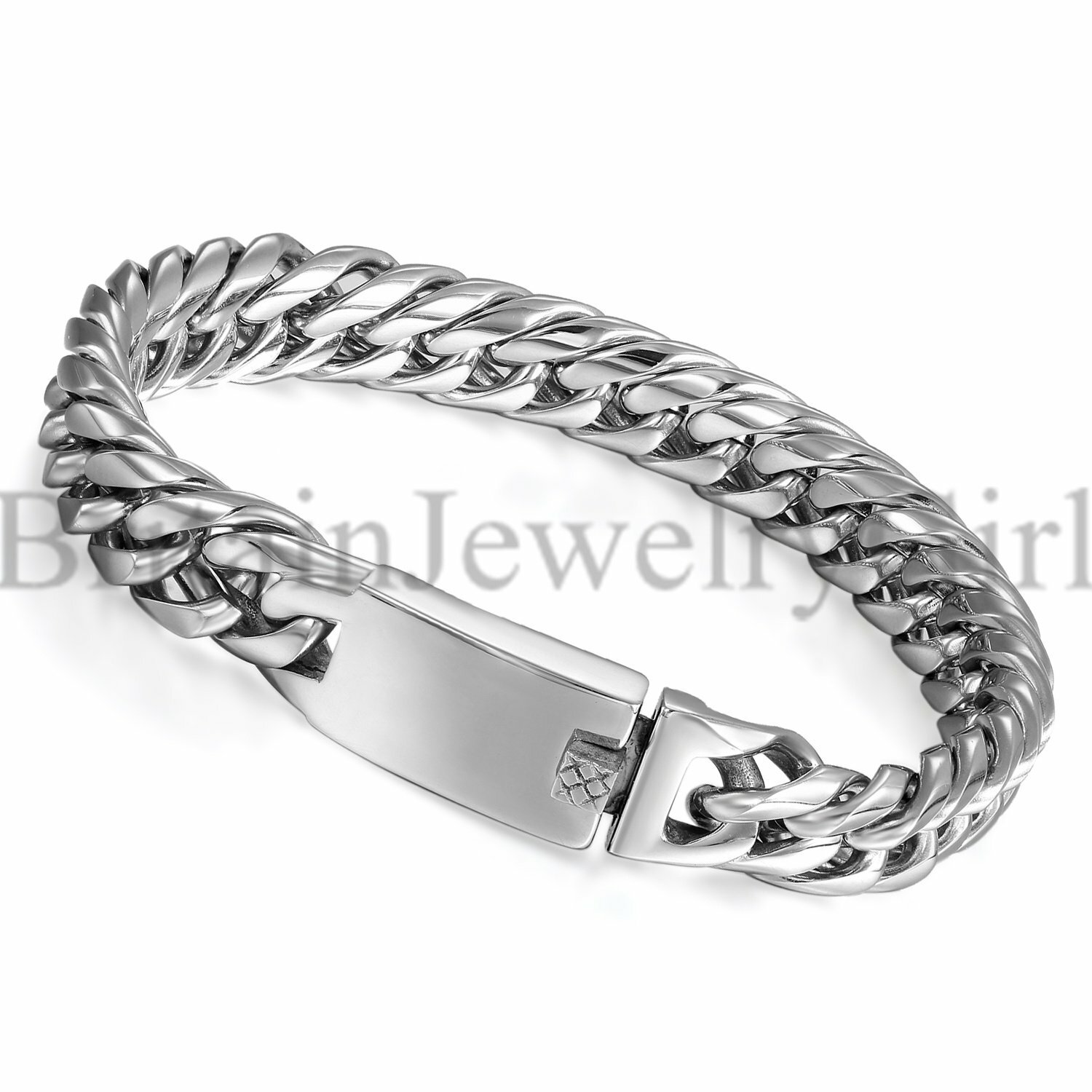 8.7″ Stainless Steel Cuban Curb Chain Bangle Bracelet for Men Punk Biker*12MM