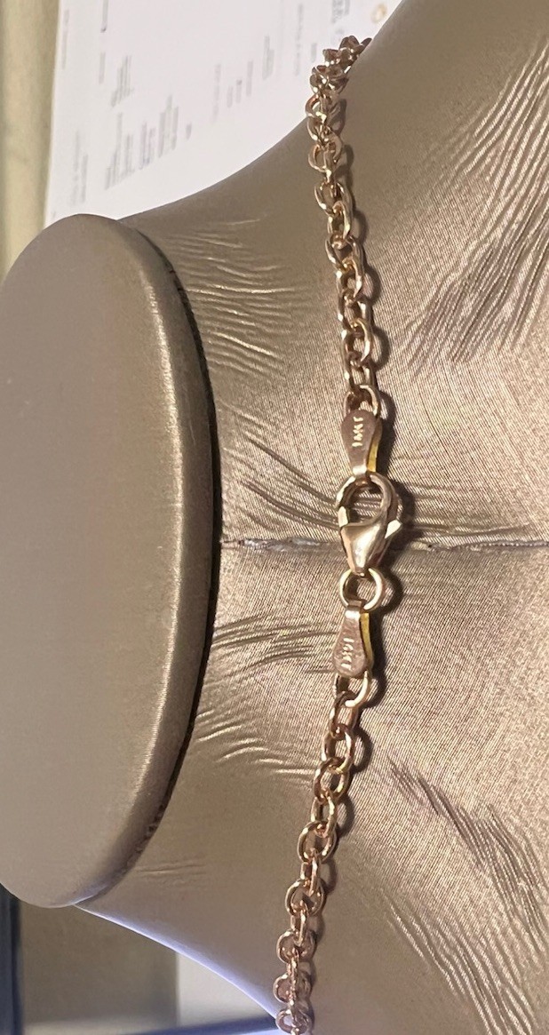 14K Rose Gold 3.25 mm Cable Oval Rolo Link Chain Necklace BRAND NEW!!!
