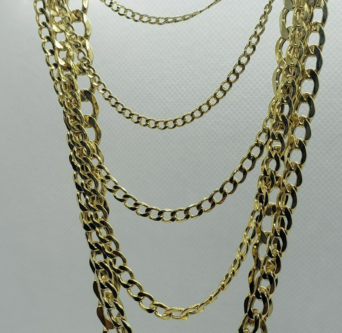 10K Yellow Gold Hollow Cuban Curb Chain Link Necklace Bracelet 2~7mm All Sizes