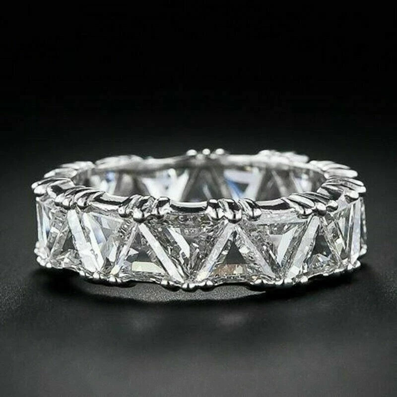 3Ct Lab Created Diamond Full Eternity Wedding Band Ring 14K White Gold Plated