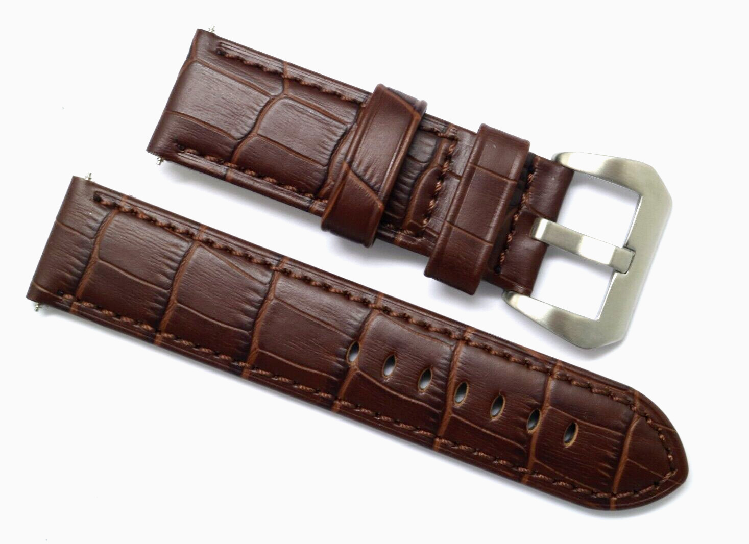 24mm Brown Croco Embossed Leather Replacement Watch Band – Invicta or Big Watch