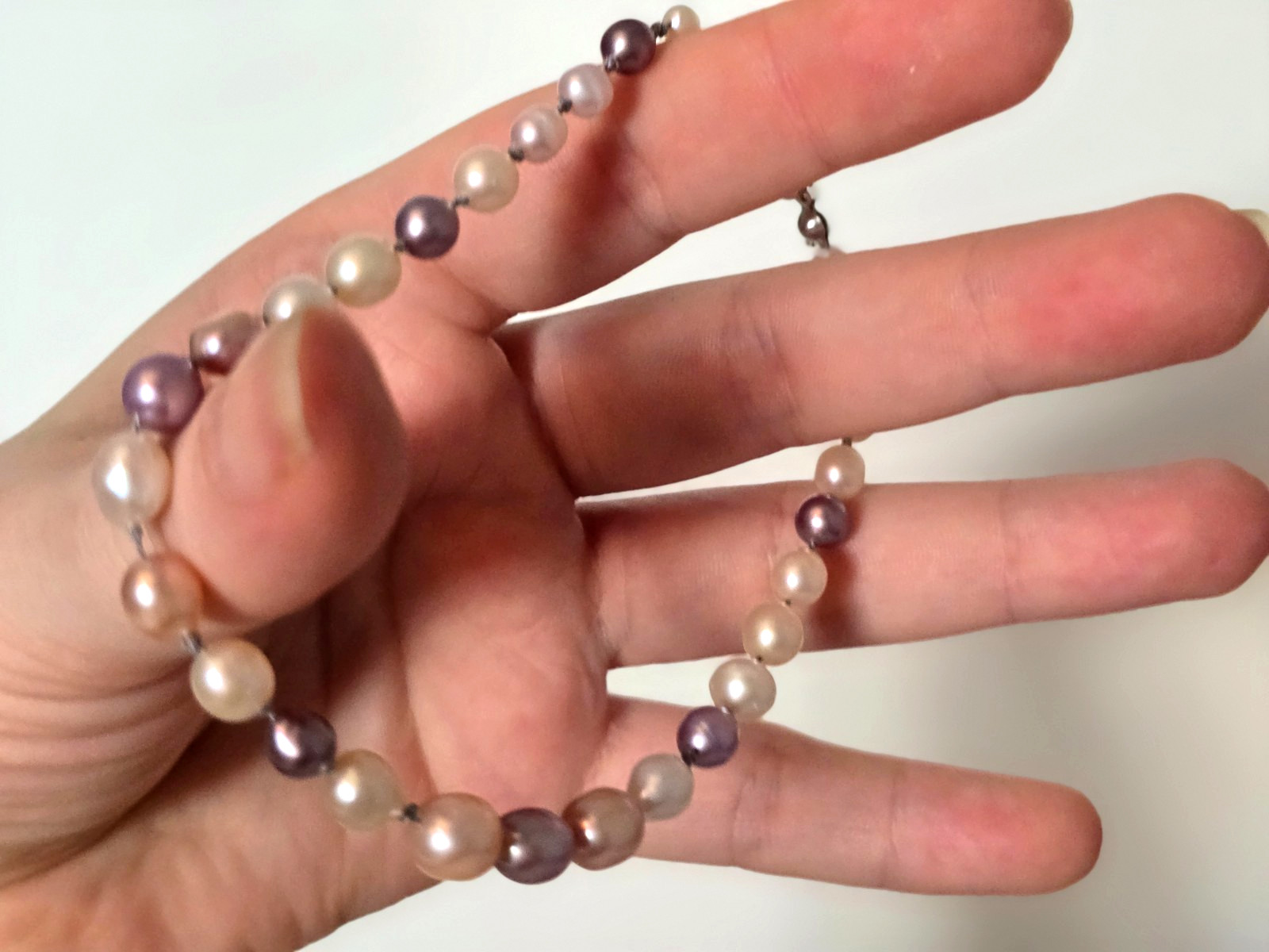 Genuine Baroque Pearl Anklet Multi Coloured 9.25 inches 100% Silk Thread Knotted