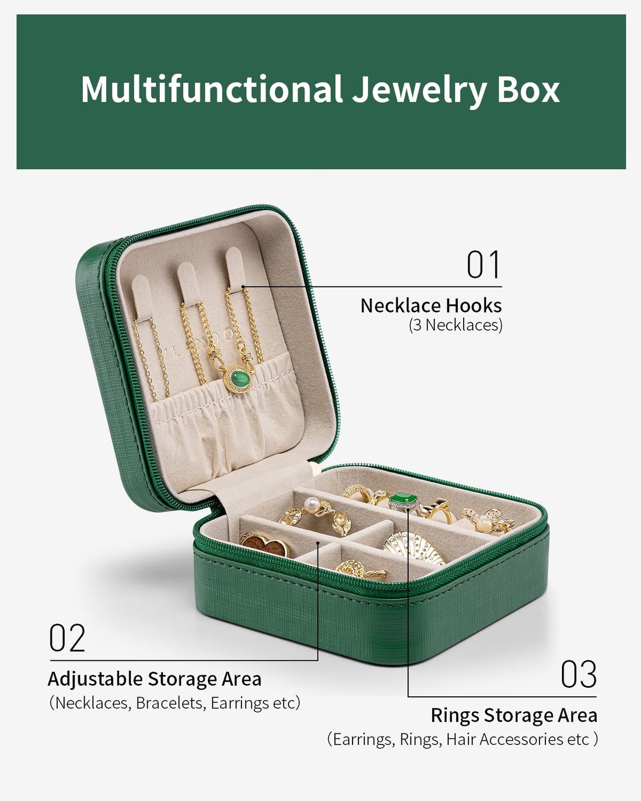 Vlando Small Travel Jewelry Box Organizer – Girls Women Gift Rings Earrings N…