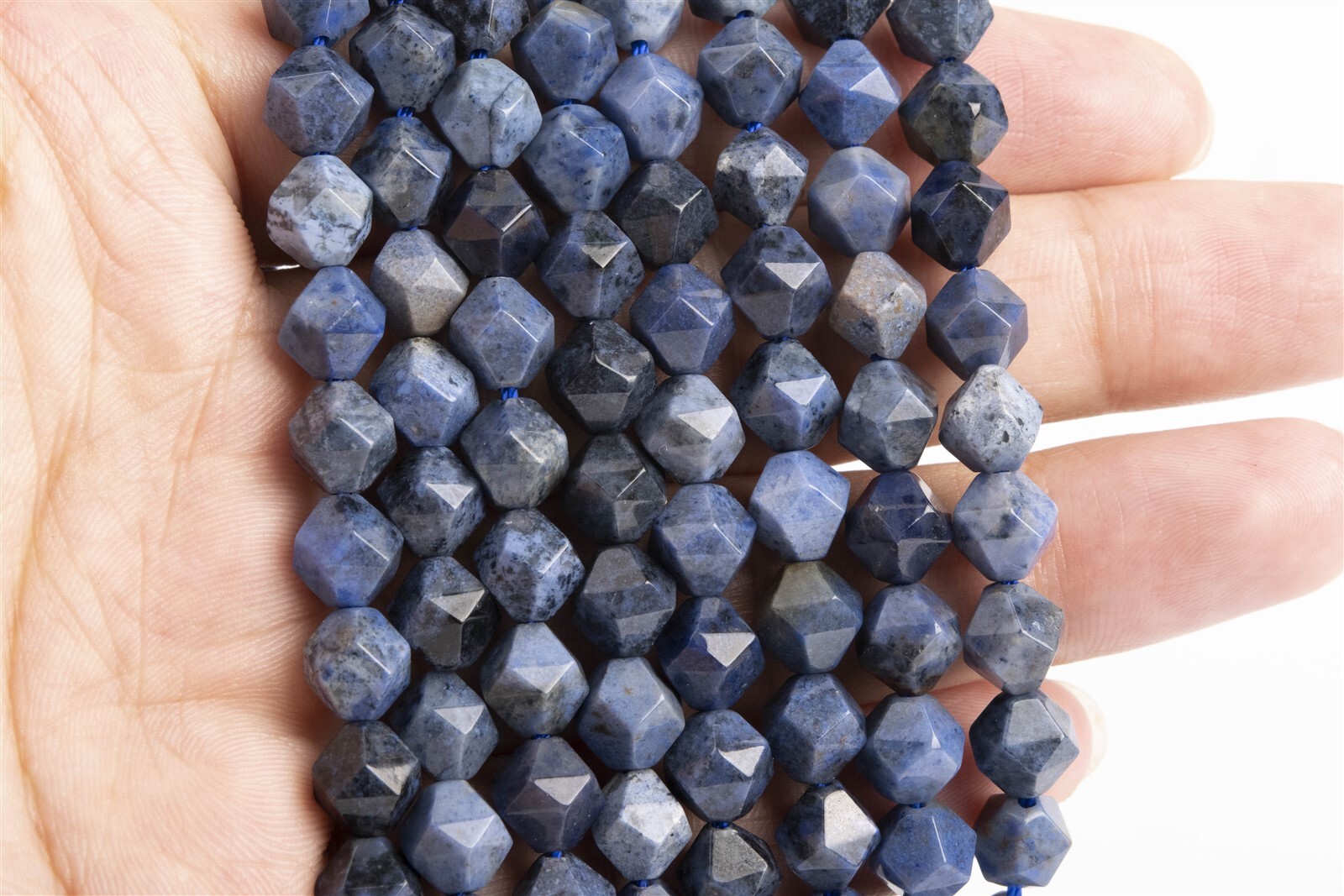 Blue Dumortierite Star Cut Faceted Grade AAA Natural Loose Beads 5-6/7-8/9-10MM