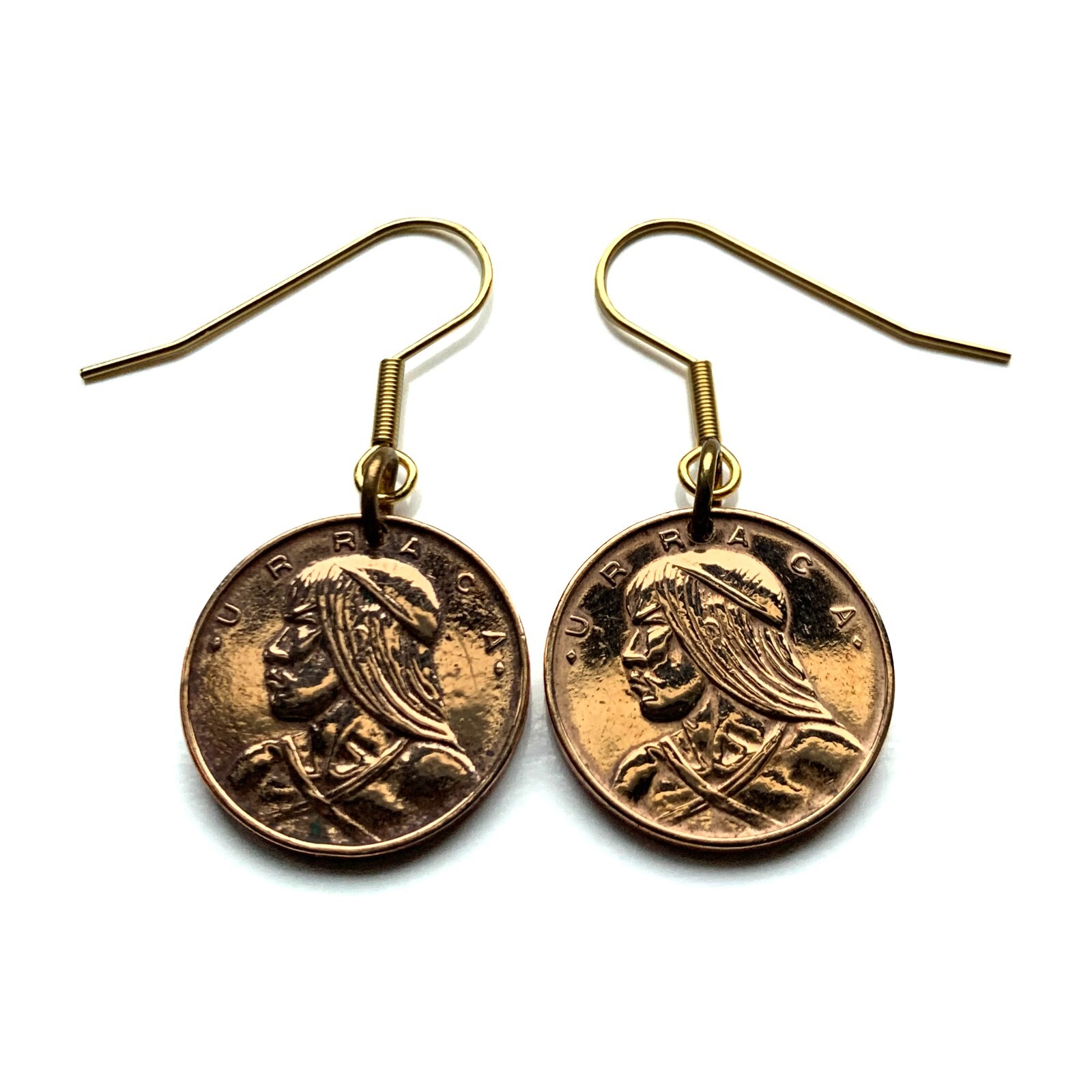 Panama Centavo coin earrings Urraca warrior Ciudad de Panamá Casco Viejo e000602