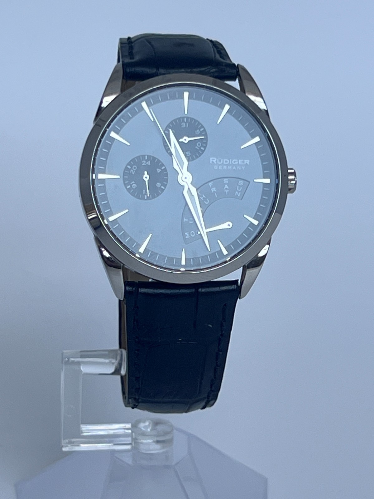 Rudiger Germany Men’s Multi-Function Watch black dial Black Leather 5 ATM 316L
