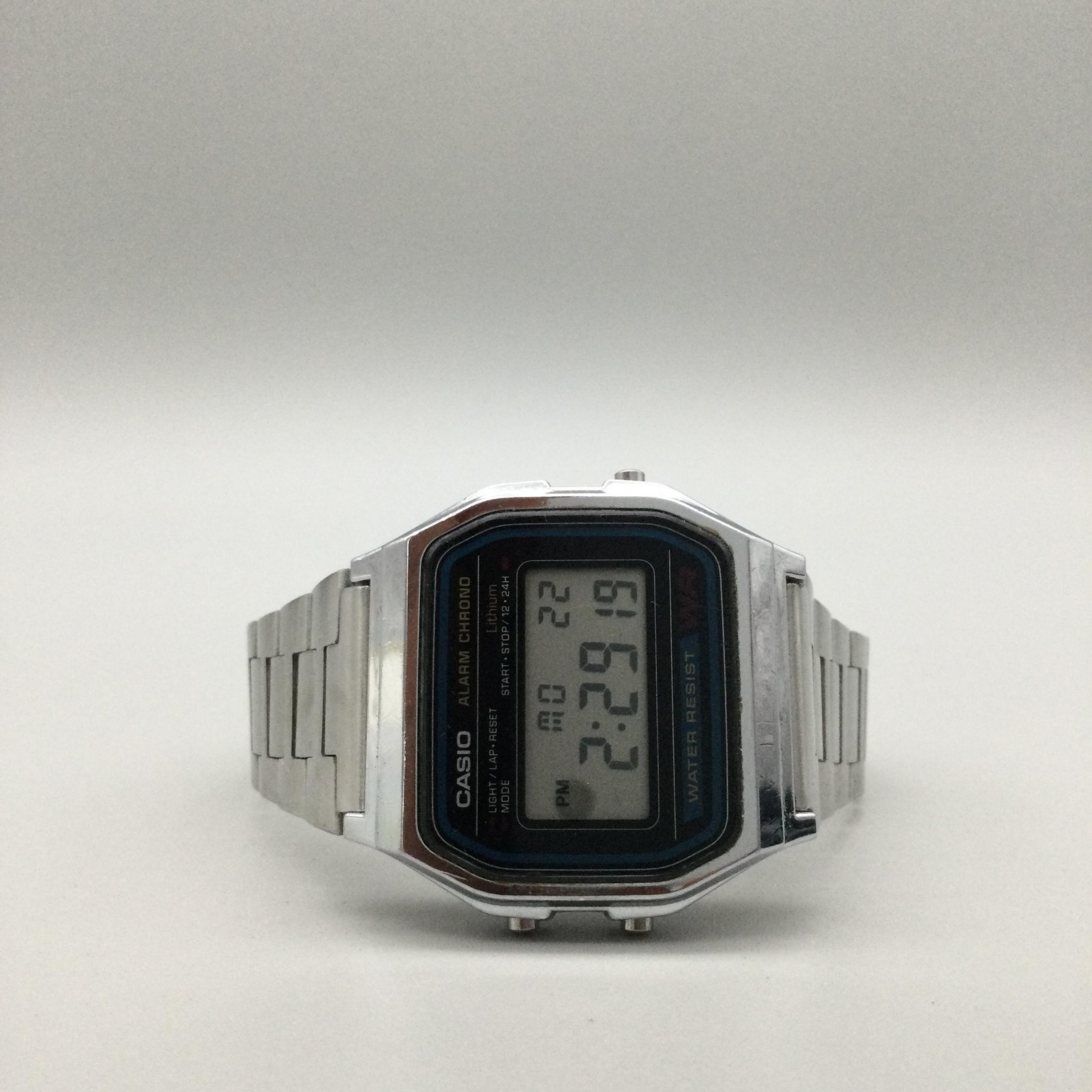 Casio 593 A158W Mens Watch 33mm Black Digital Alarm Chrono WR Backlight