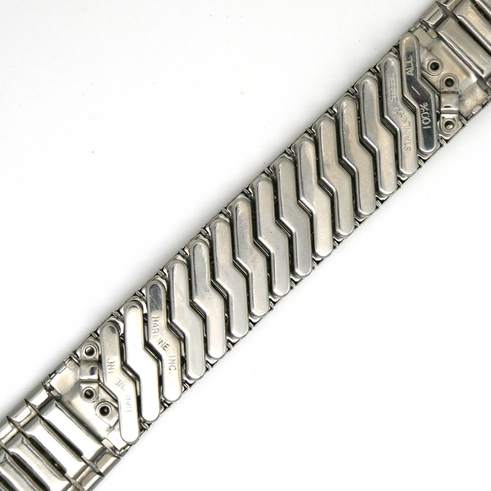 Vintage Harline 17.4 mm stainless steel wristwatch bracelet w/center expansion