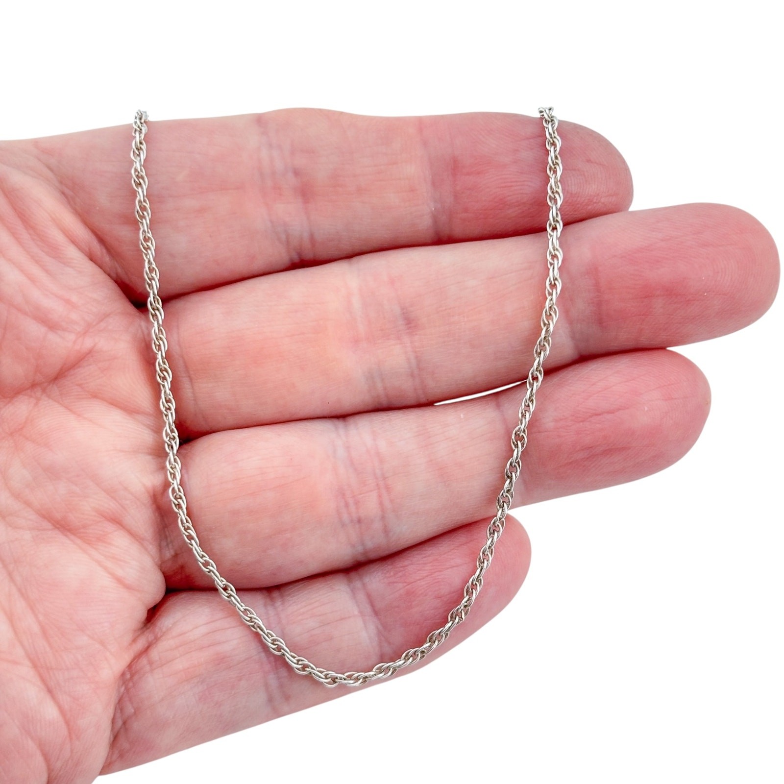Vintage Sterling Silver 925 Rope Link Chain Necklace 25.5″