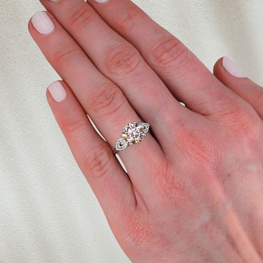 Round Cut 4.10 TCW IGI Lab Grown Fancy Intense Pink Diamond Ring in 950 Platinum