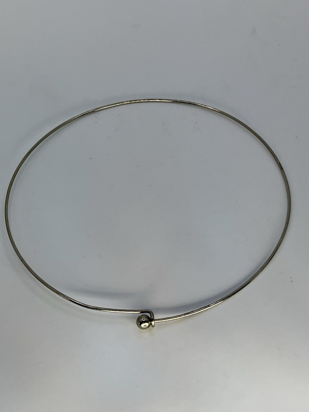 Vintage Estate Silver Tone Metal Wire Choker Necklace Hook Ball Closure 5”