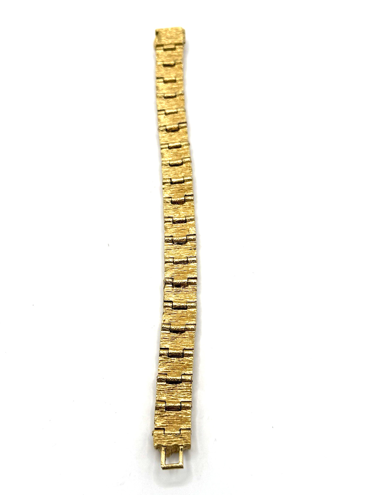Vintage Gold Plated Nugget Design Fold Over Clasp Tennis Bracelet sz 7.25″