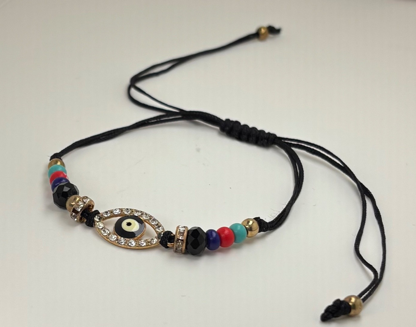 Evil Eye Bracelet Adjustable Handmade Cord Bracelet Colorful Beaded Protection L