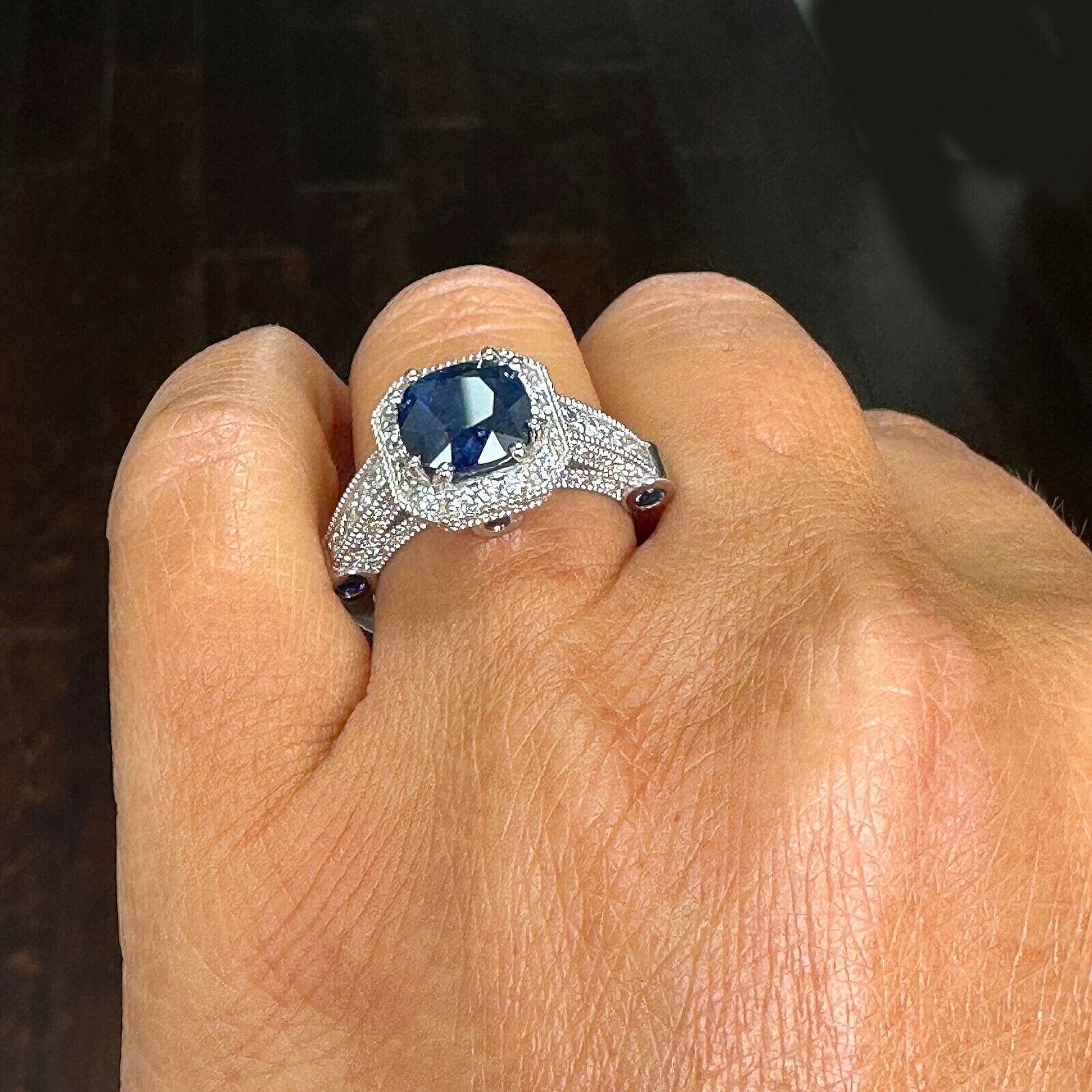 14k White Gold Plated In 2Ct Round Cut Simulated Sapphire Women’s Stunning Ring